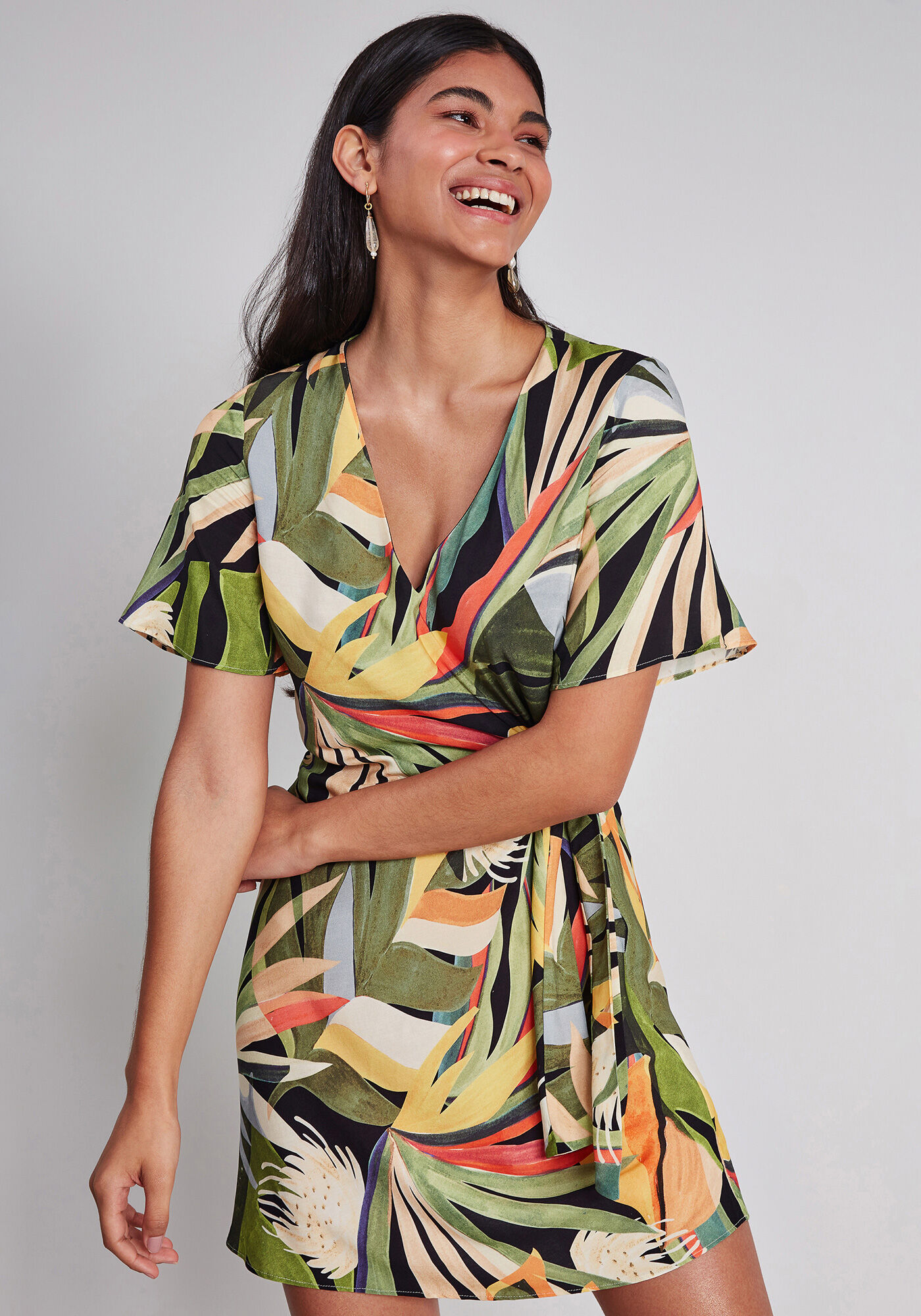 Vestido Recorte Amarra&ccedil;&atilde;o Estampa, , large.