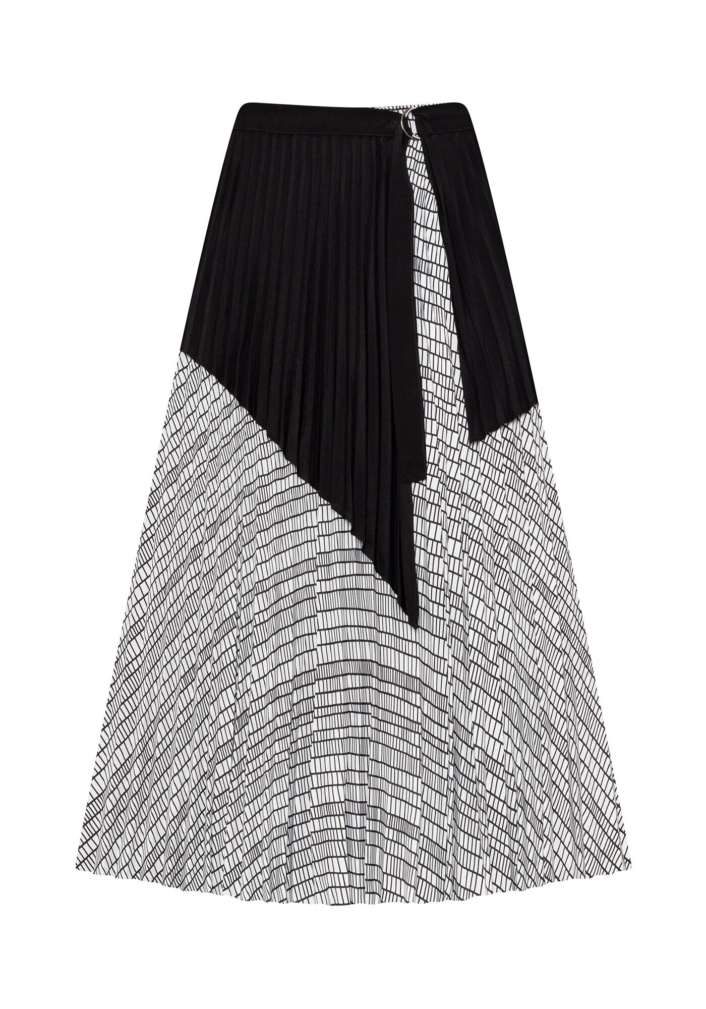 Saia M&iacute;di Sobreposi&ccedil;&atilde;o Plissada, , large.