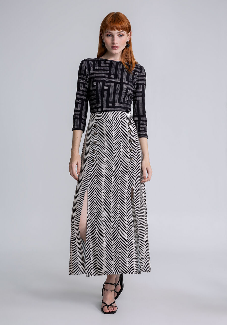 Saia Botões e Fenda Estampa, CAMINHOS. Saia Botões e Fenda Estampa, CAMINHOS, large.