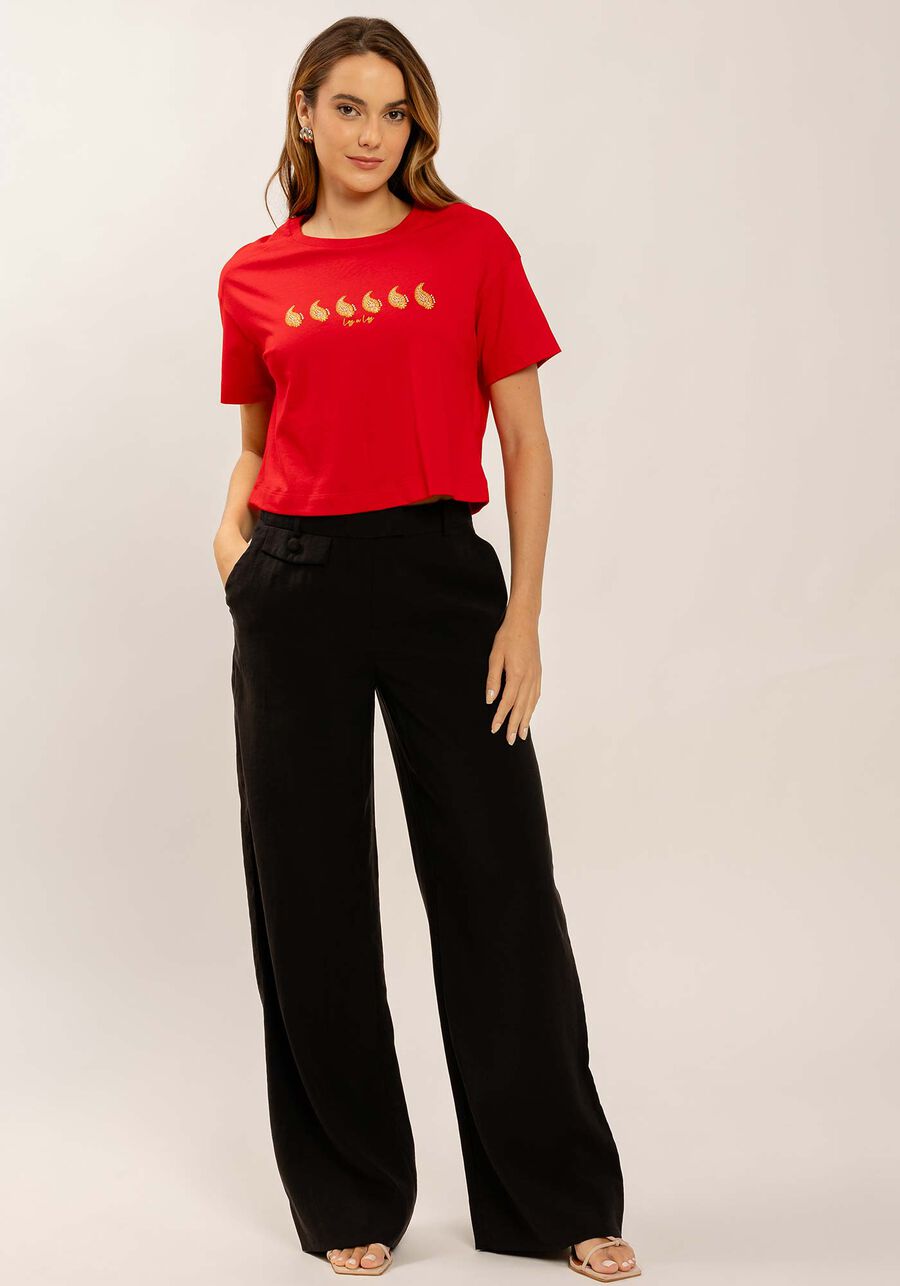 T-shirt em Malha Prime com Bordado Paisley, . T-shirt em Malha Prime com Bordado Paisley, , large.