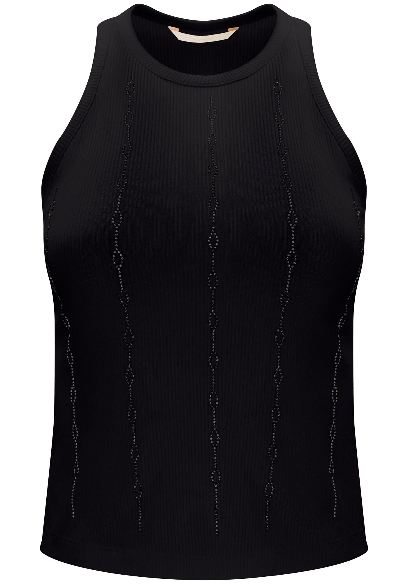 Regata Canelada Halter Neck com Strass, , large.