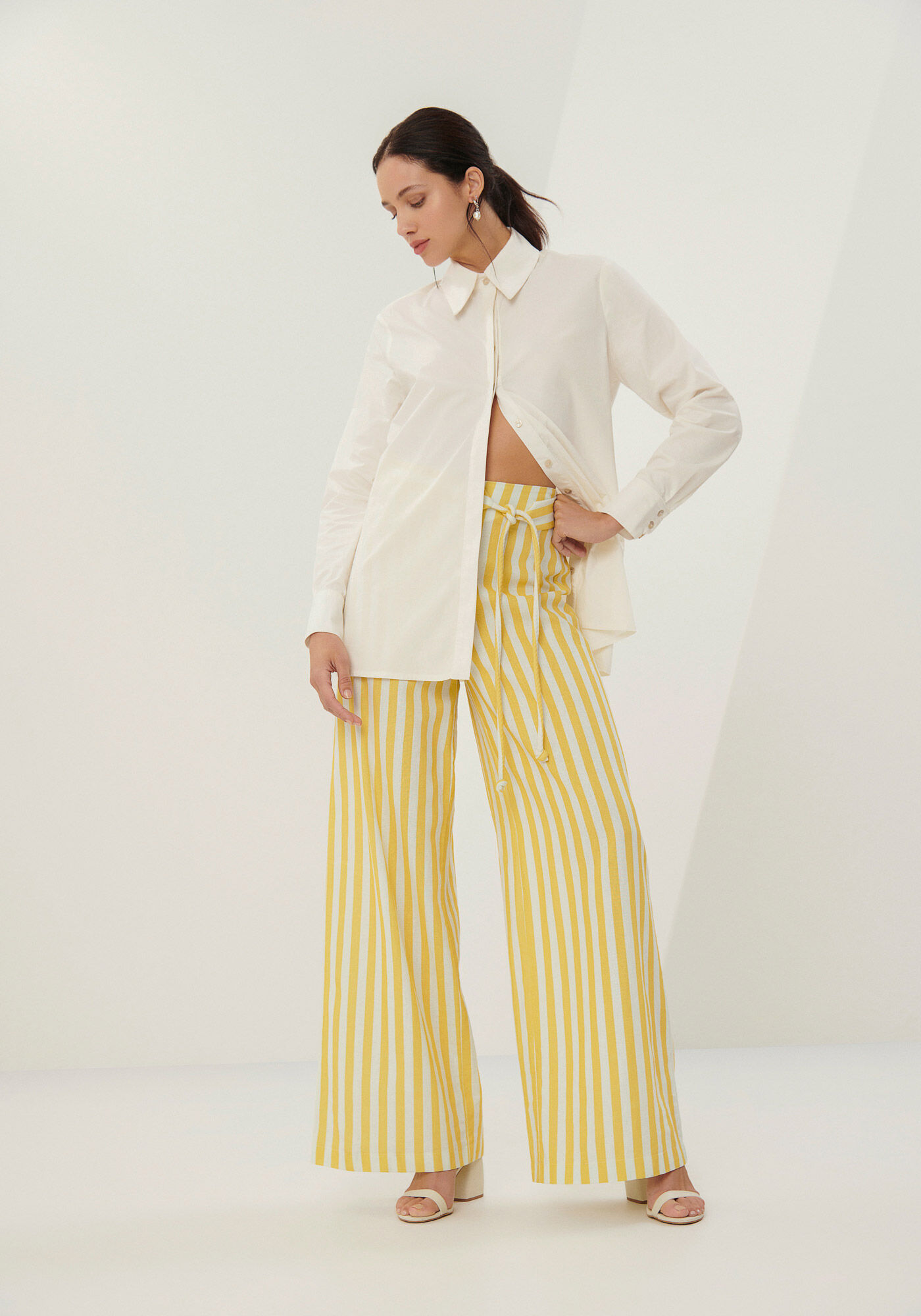 Calça de store linho estampada