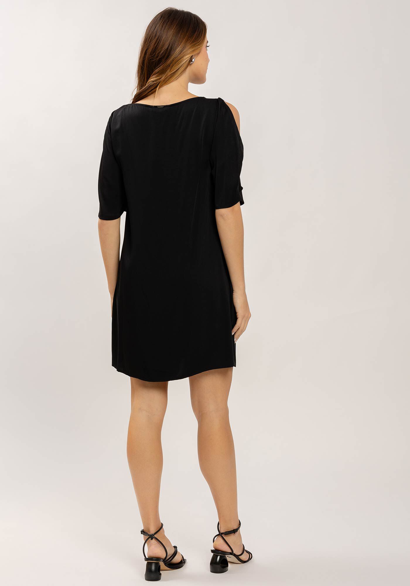 Vestido Curto Reto com Manga Curta, , large.