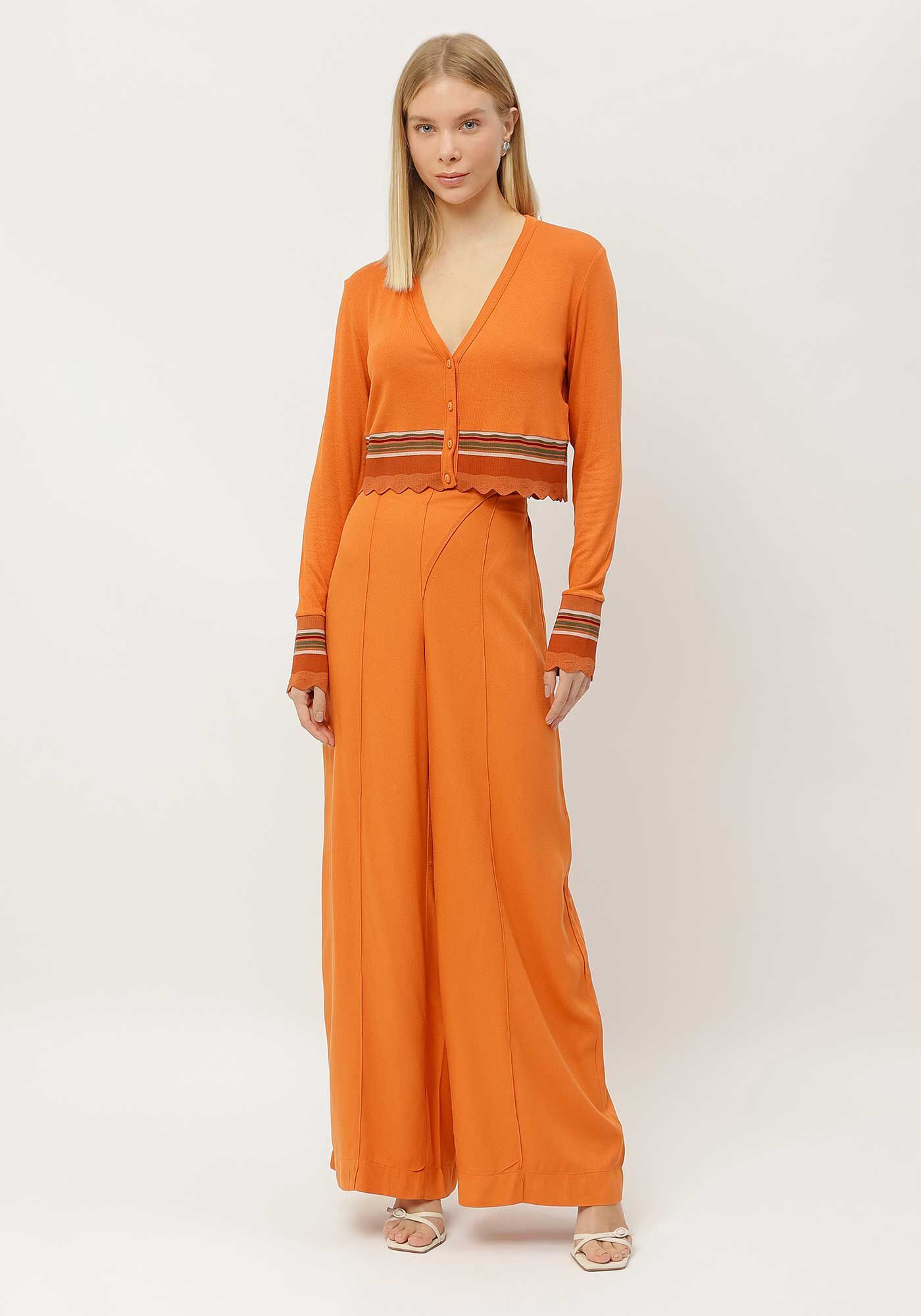 Cardigan Cropped em Malha com Retil&iacute;nea, , large.