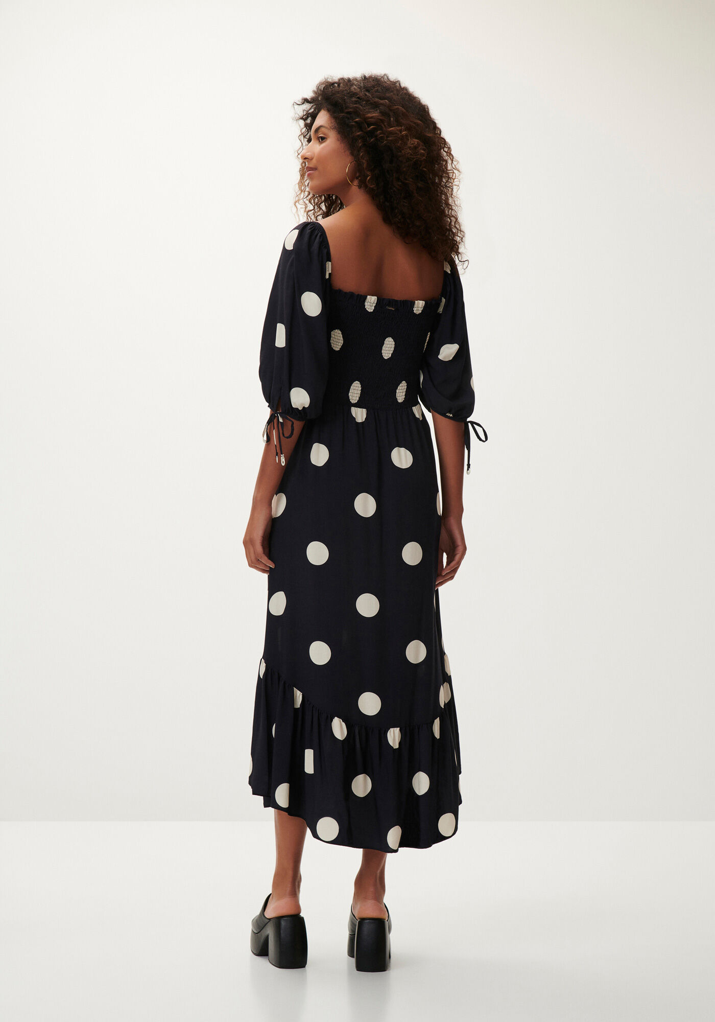 Vestido Midi Estampado com Decote Quadrado, CRISTAL, large.