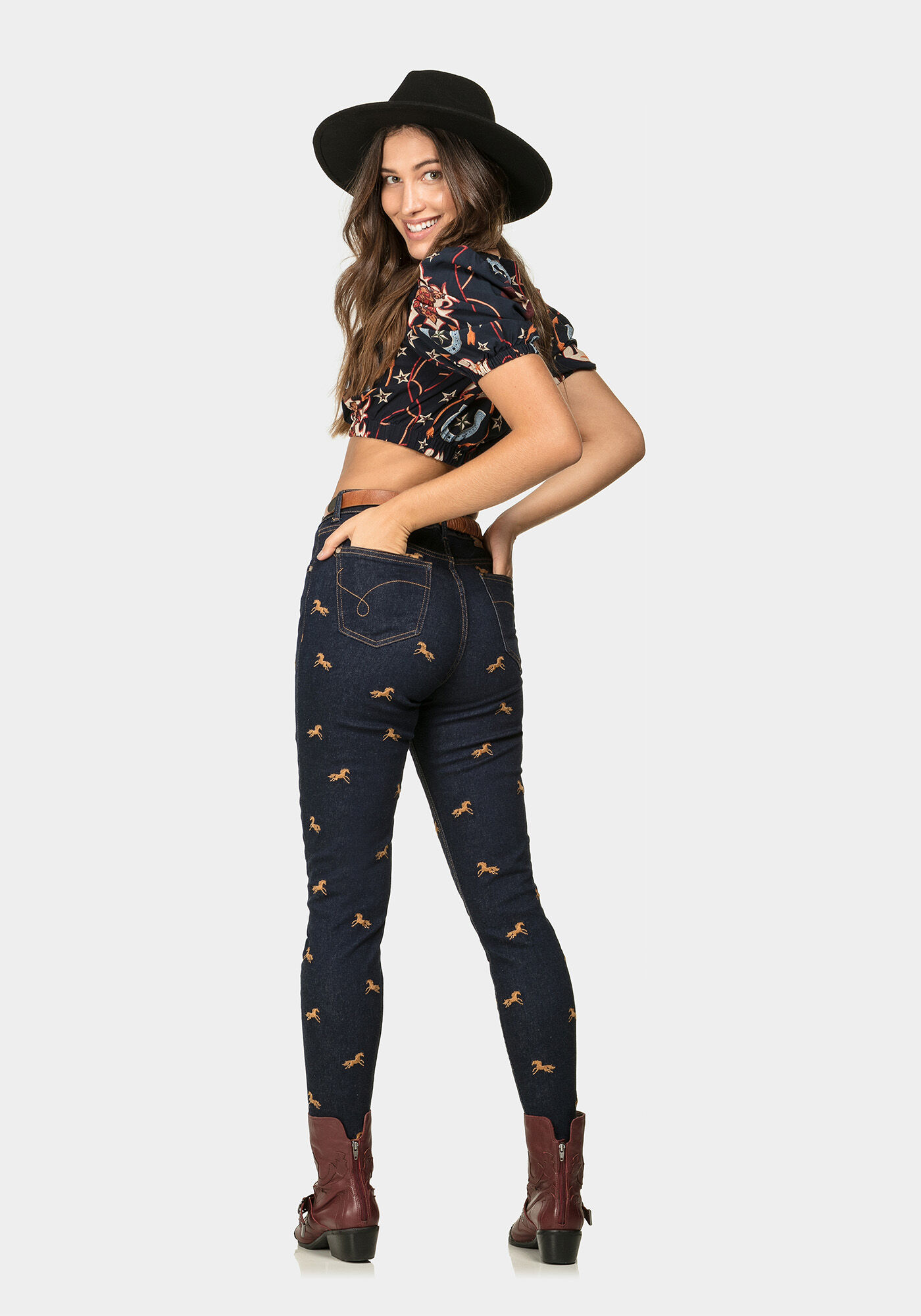 Blusa Cropped Estampada Tecido, , large.