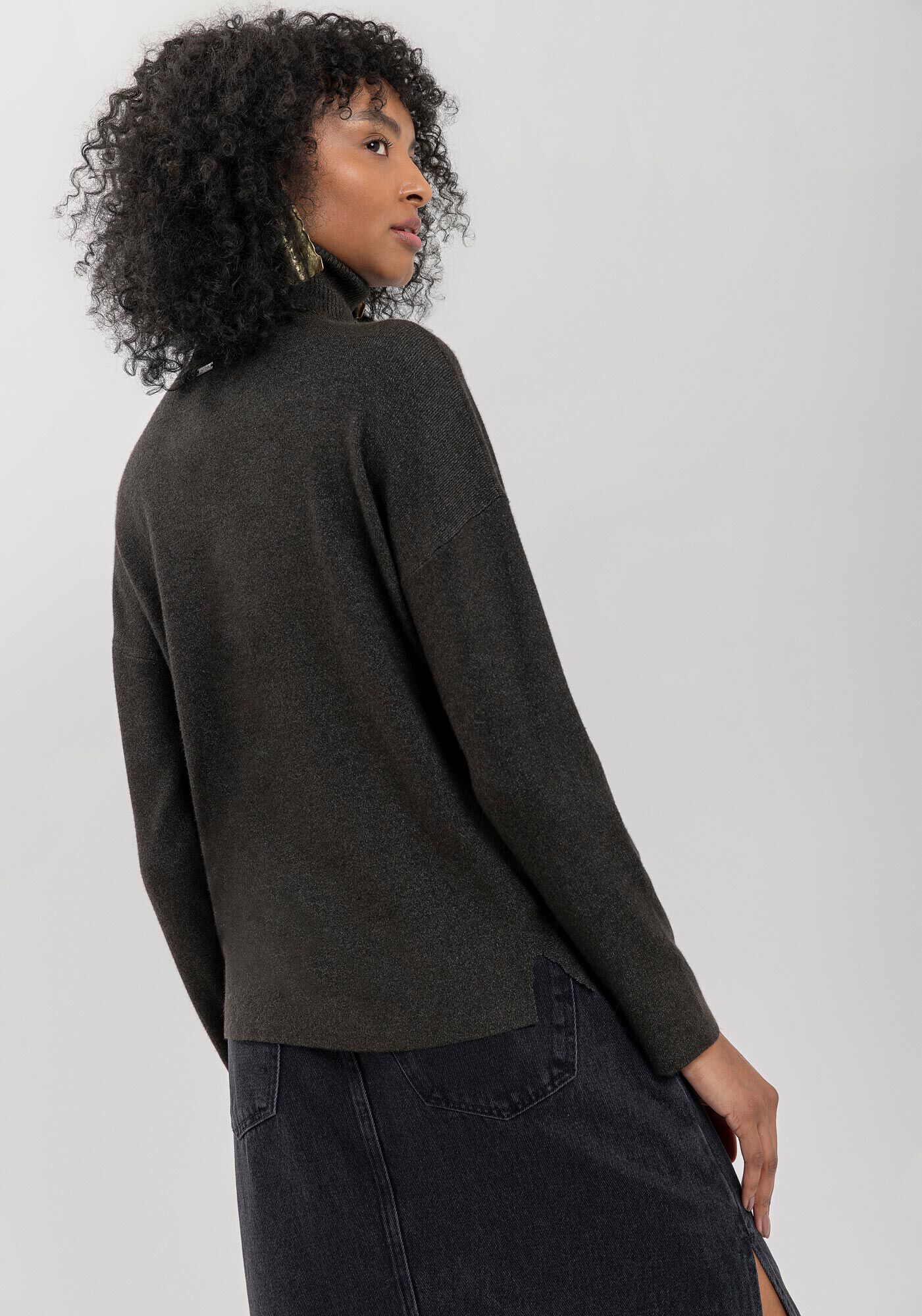 Blus&atilde;o B&aacute;sico De Mangas Longas Em Malha De Tric&ocirc;, PRETO, large.