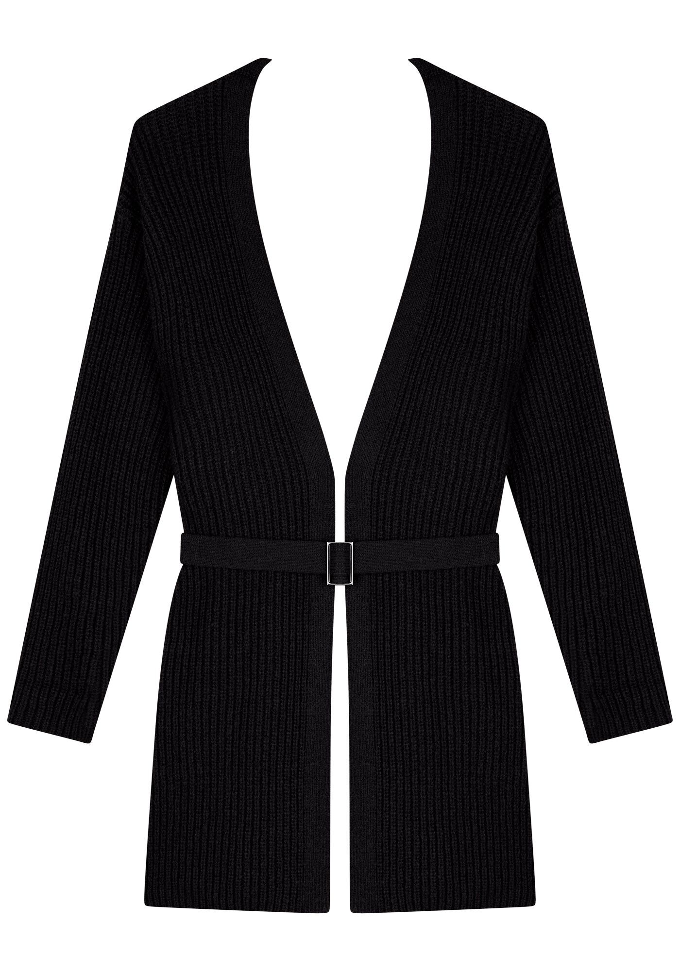 Cardigan Alongado Em Tric&ocirc; Com Cinto Afivelado, , large.