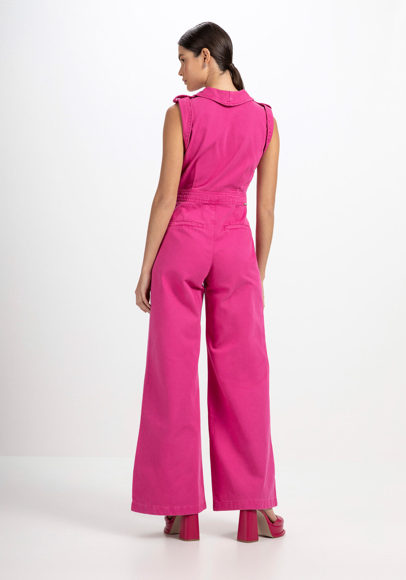 Macac&atilde;o Longo Sarja com Z&iacute;per Frontal, ROSA HIGH PINK, large.