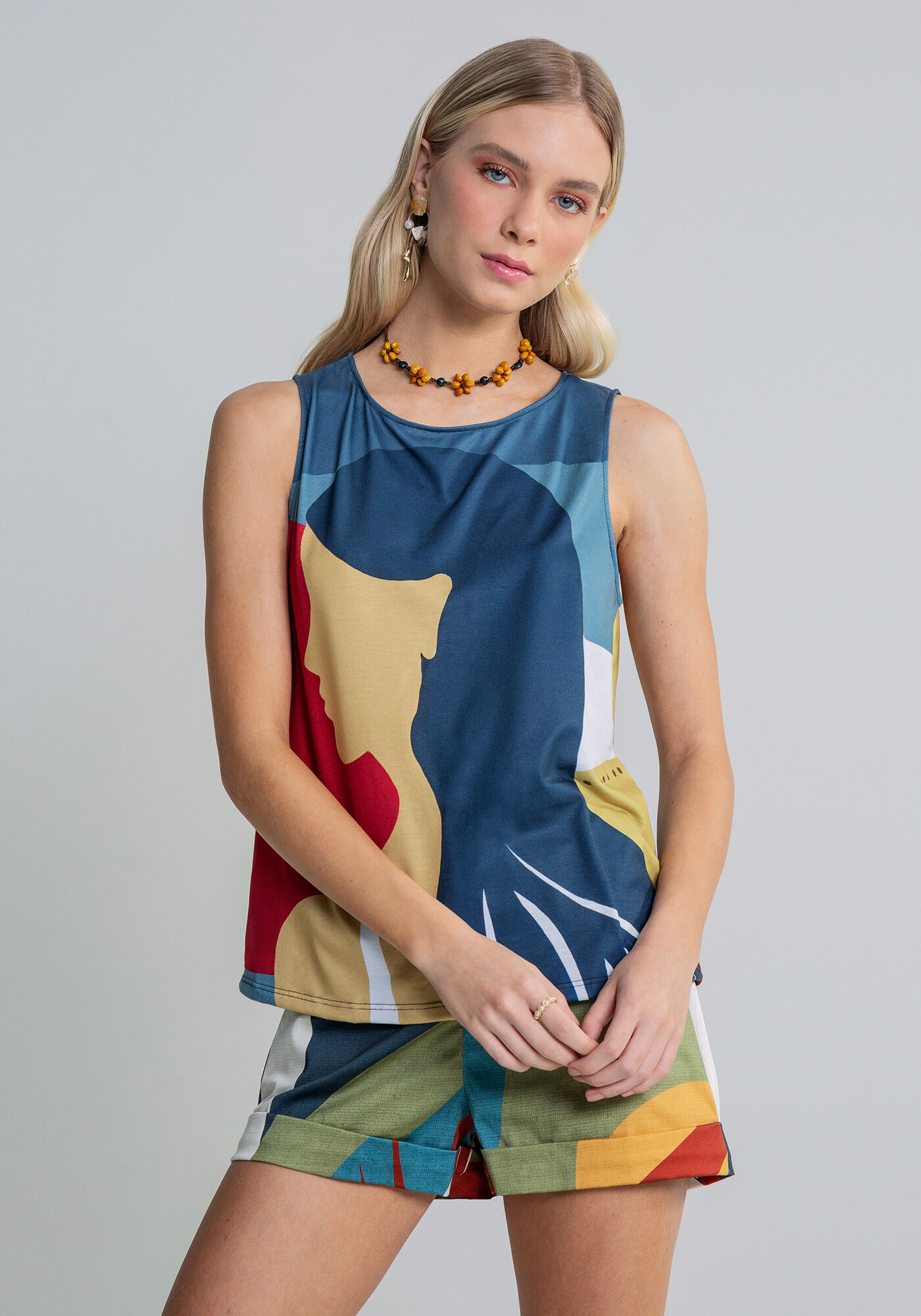 Blusa sem Mangas Estampa, , large.