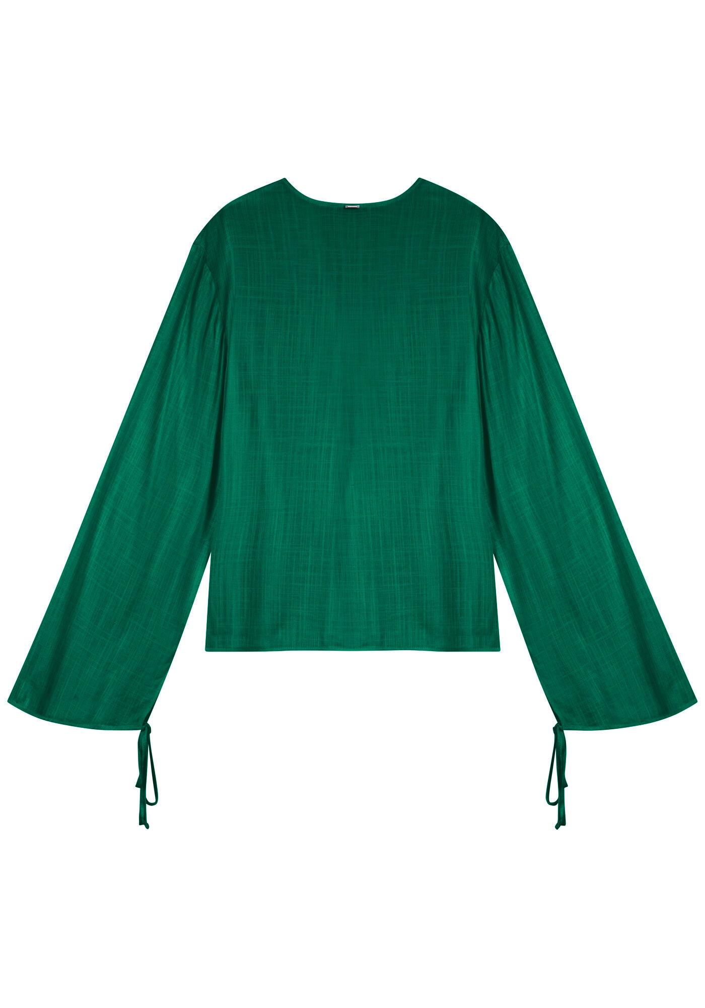 Blusa De Mangas Longas Em Viscose Com Amarra&ccedil;&otilde;es Frontais, , large.