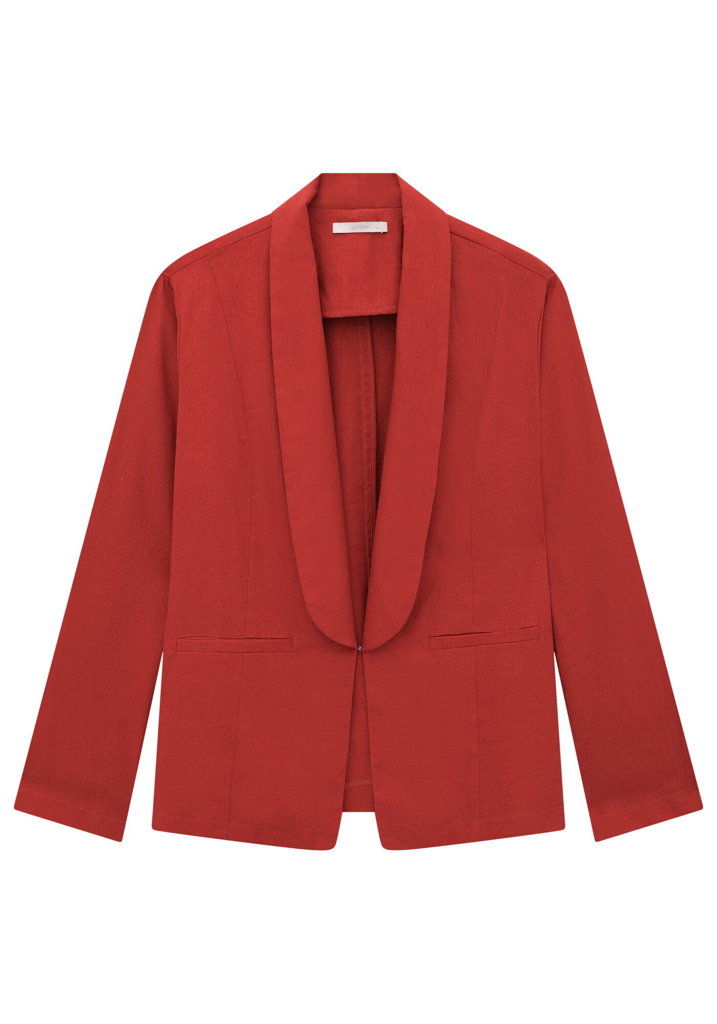 Blazer Boyfriend em Linho com Lapela, VERMELHO SKETCH, large.