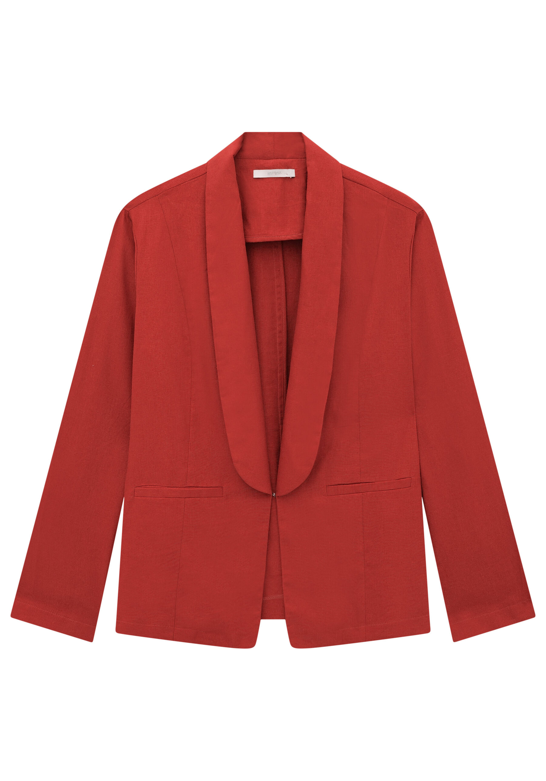 Blazer Boyfriend em Linho com Lapela, VERMELHO SKETCH. Blazer Boyfriend em Linho com Lapela, VERMELHO SKETCH, large.