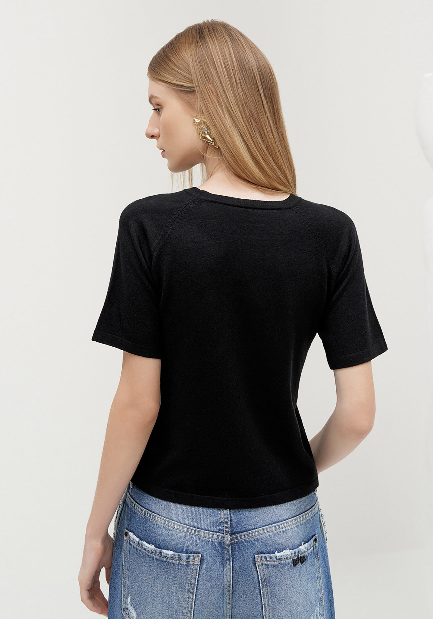 Blusa em Tric&ocirc; com Manga Curta, , large.