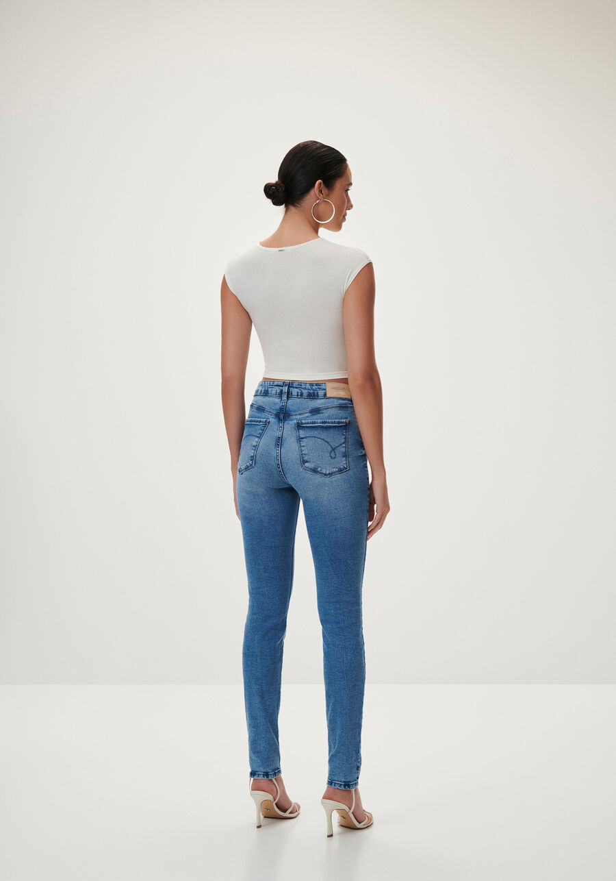Calça Jeans Skinny com Cintura Alta, JEANS. Calça Jeans Skinny com Cintura Alta, JEANS, large.