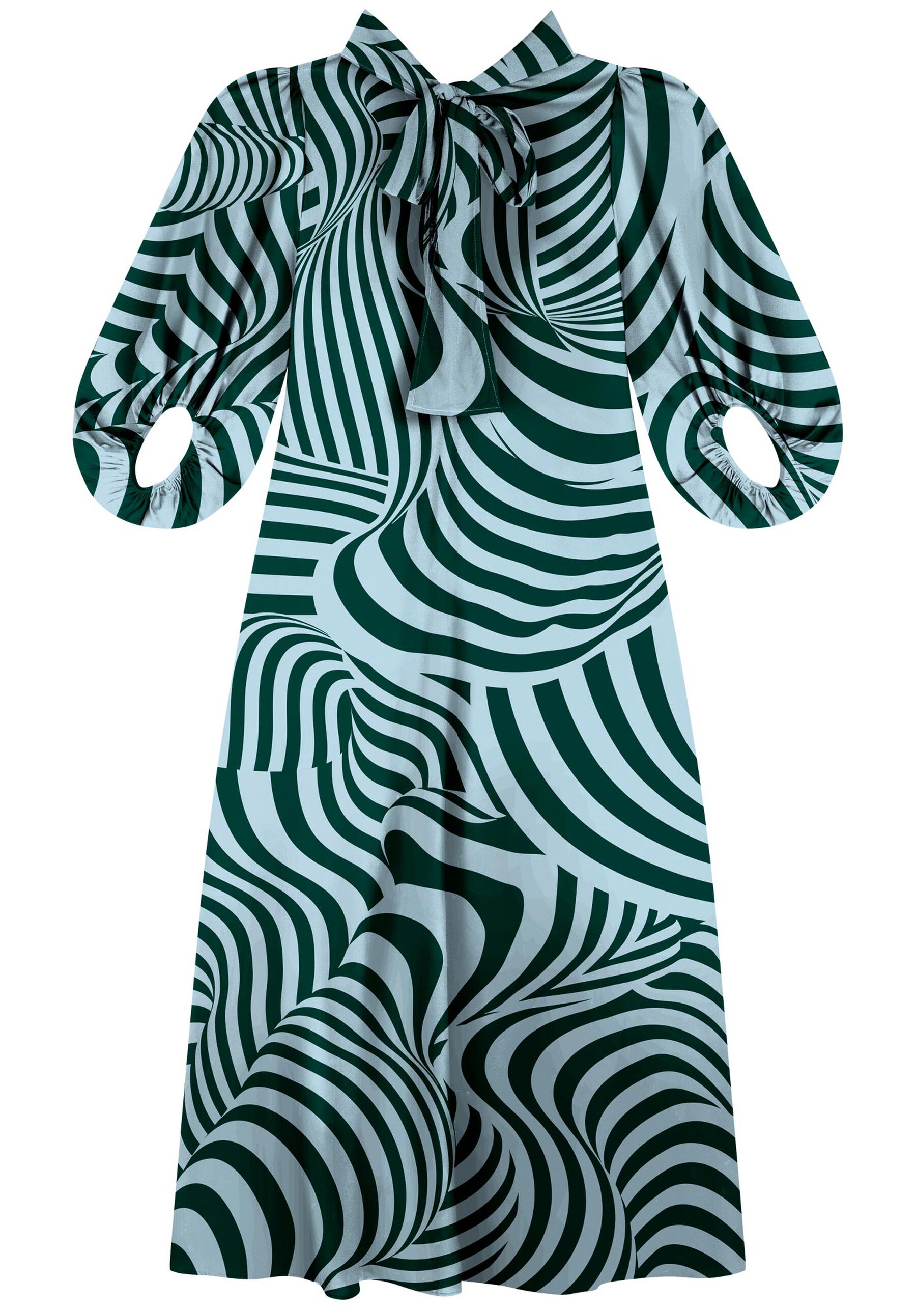 Vestido Longo Estampado Com Mangas Amplas E Faixa Ajustável, . Vestido Longo Estampado Com Mangas Amplas E Faixa Ajustável, , large.