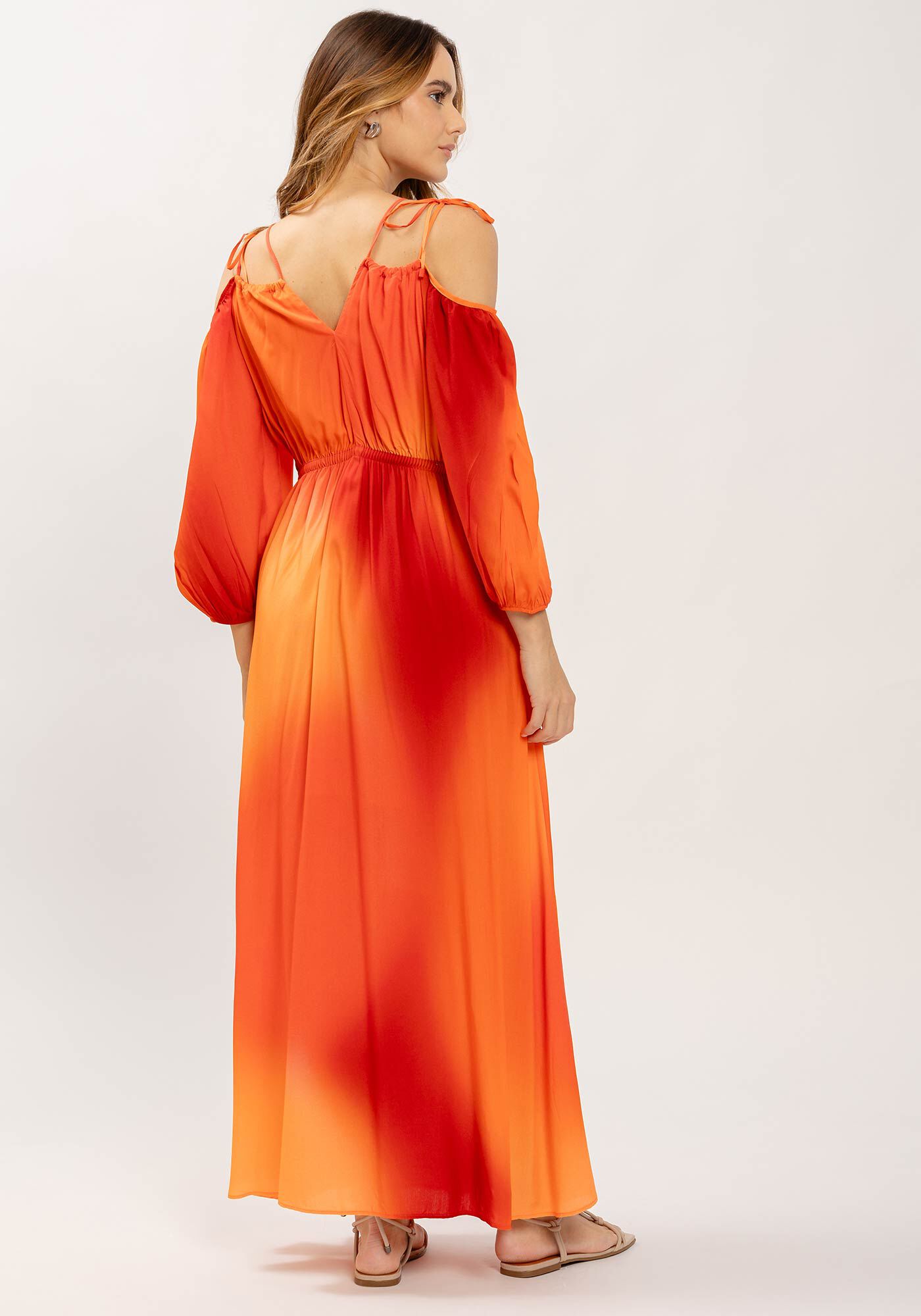 Vestido Midi Estampado em Viscose com Amarra&ccedil;&atilde;o, NUANCES, large.