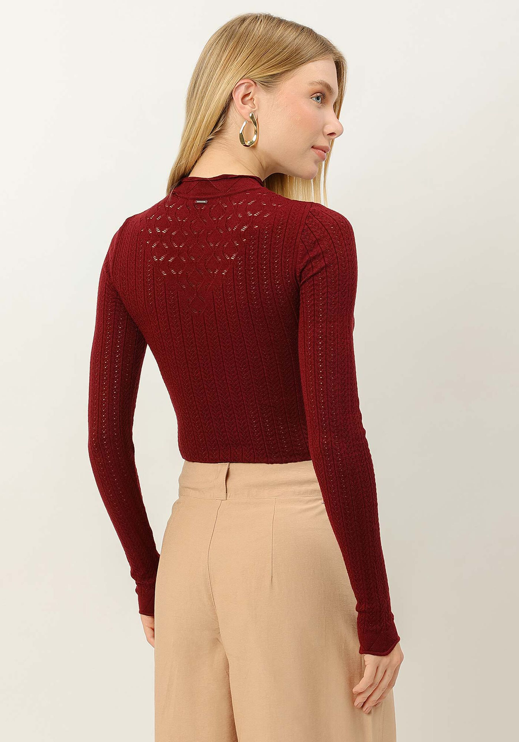 Blusa Manga Longa em Tricô com Detalhe Trama, . Blusa Manga Longa em Tricô com Detalhe Trama, , large.