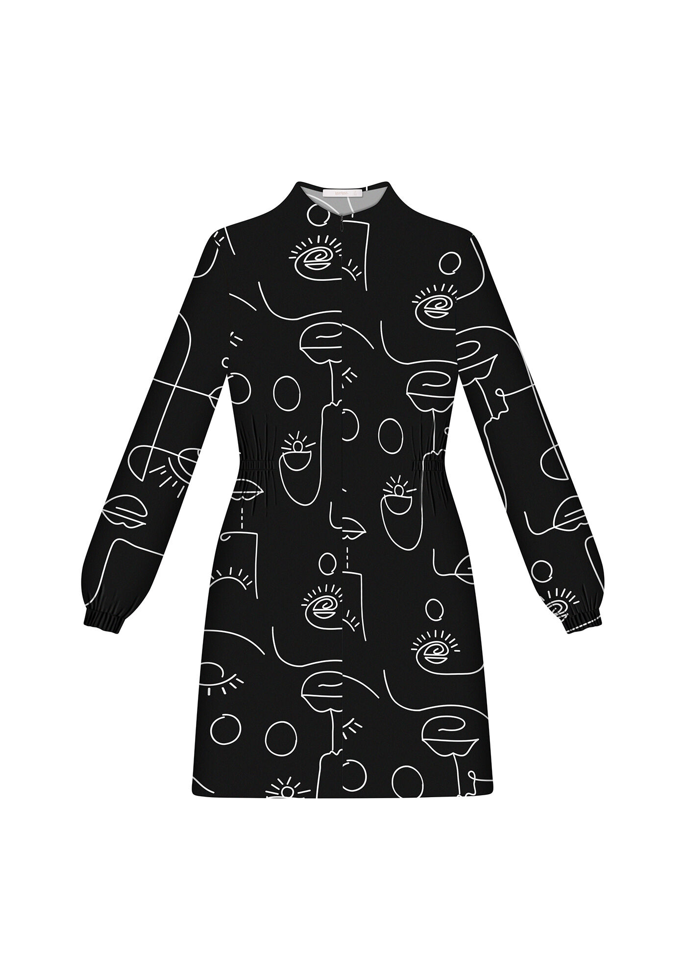 Vestido Curto Manga Longa Z&iacute;per, , large.