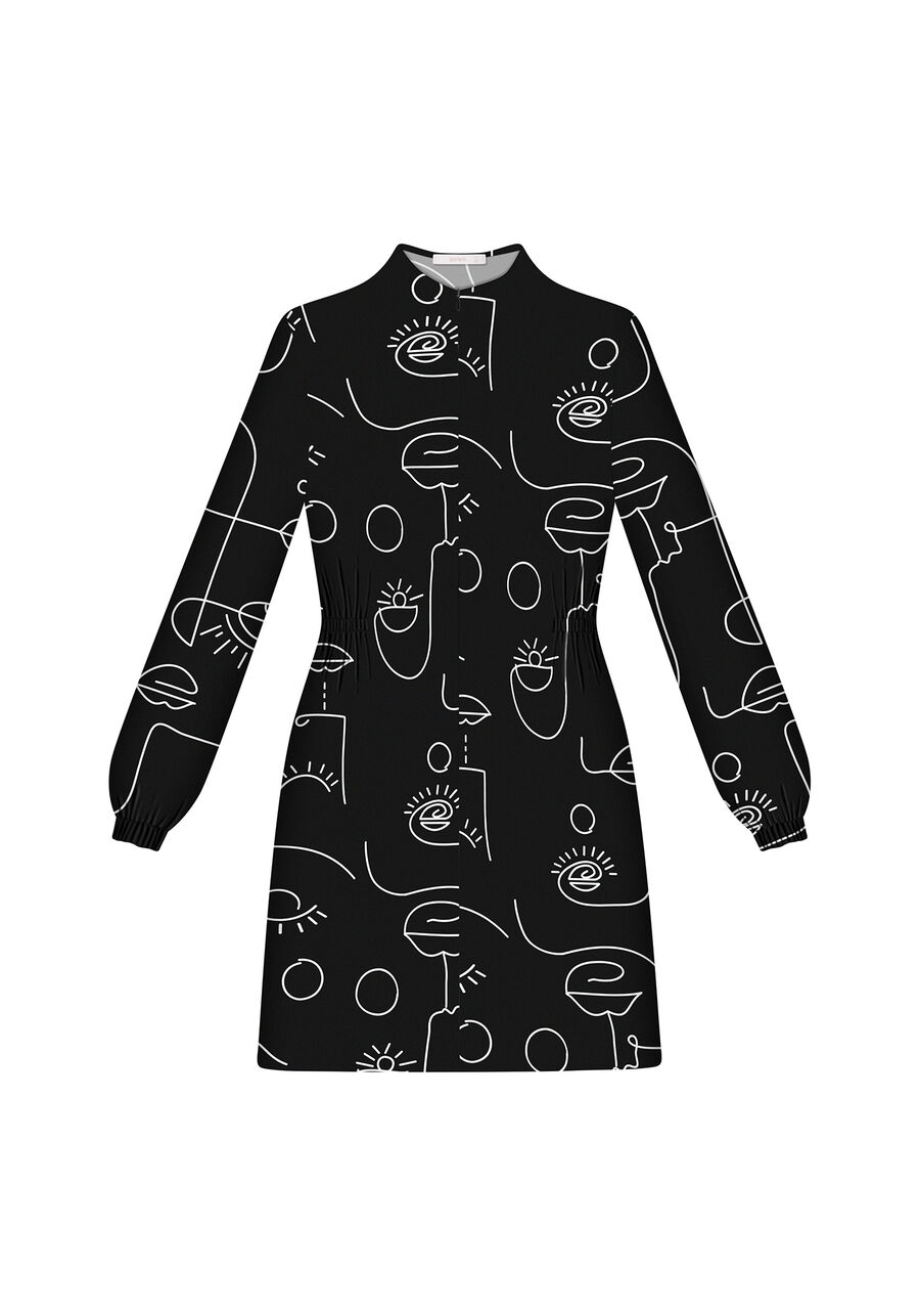 Vestido Curto Manga Longa Zíper, . Vestido Curto Manga Longa Zíper, , large.