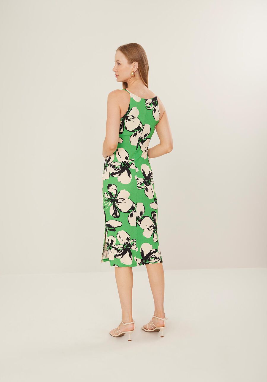 Vestido Midi Estampado com Decote V, . Vestido Midi Estampado com Decote V, , large.