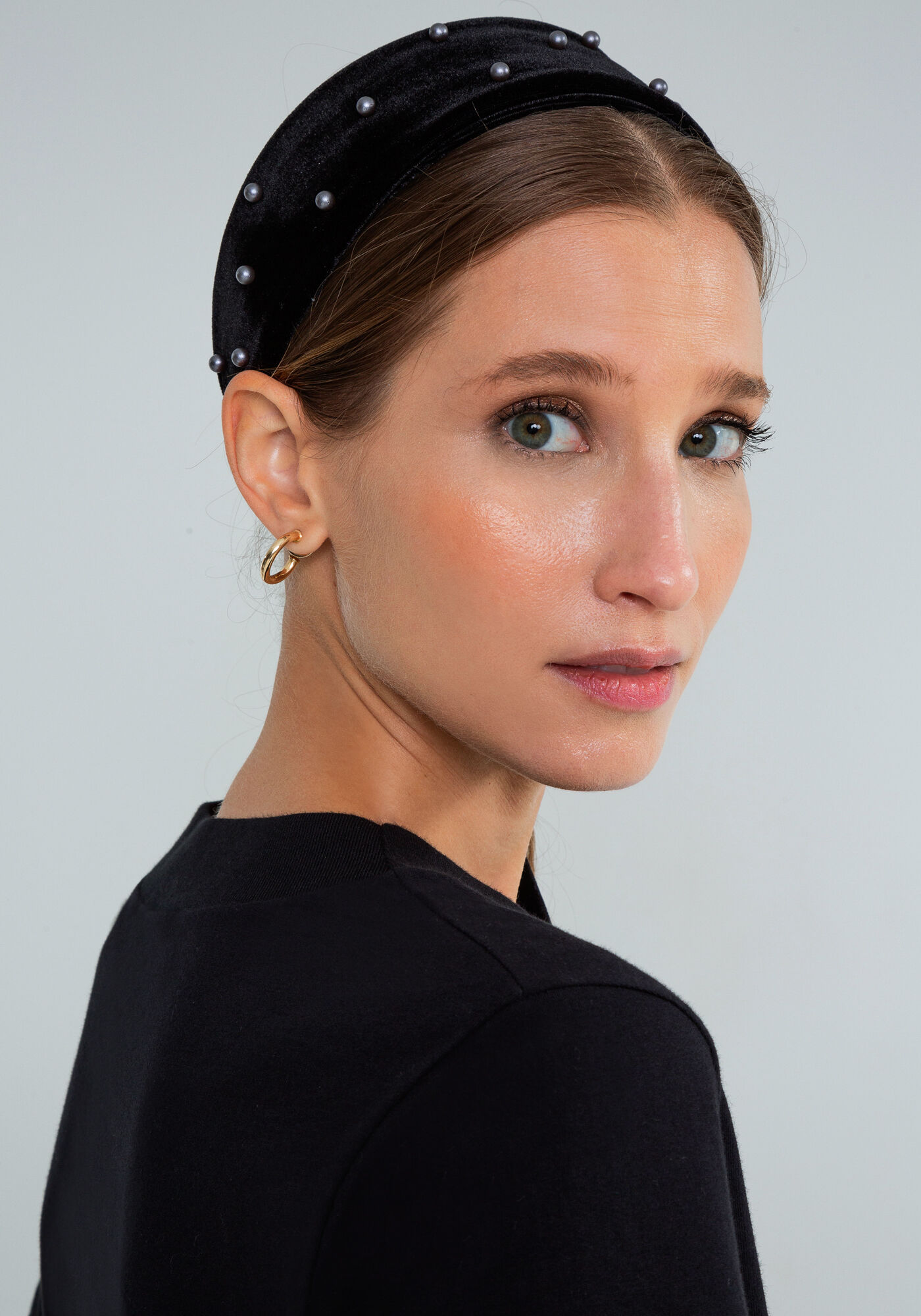 T-shirt P&eacute;rolas Faixa Veludo, PRETO, large.