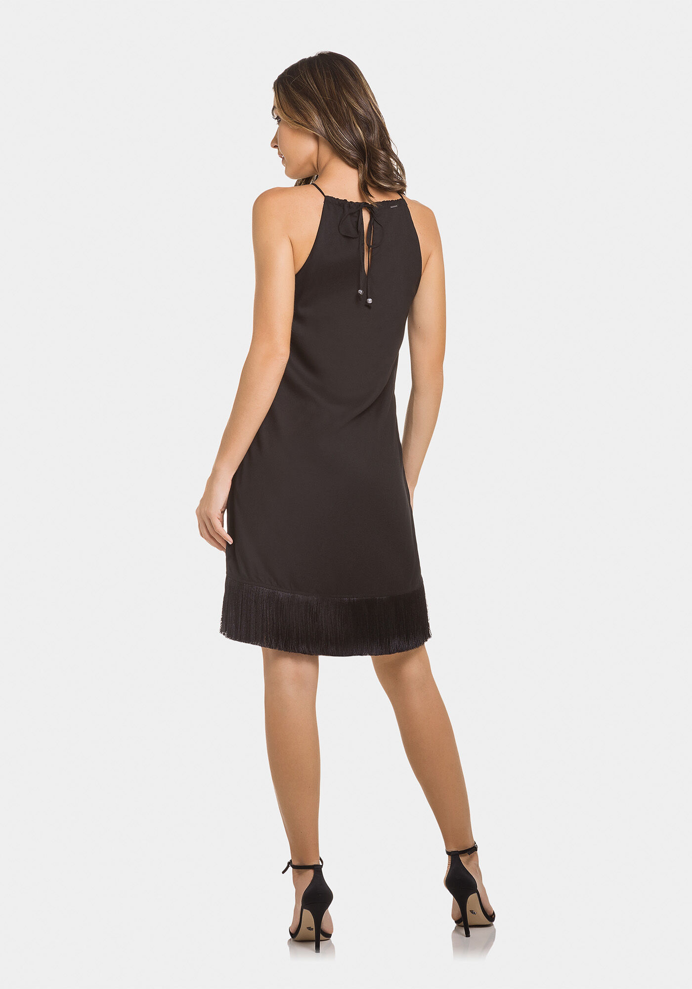 Vestido com Franjas em Tecido, , large.