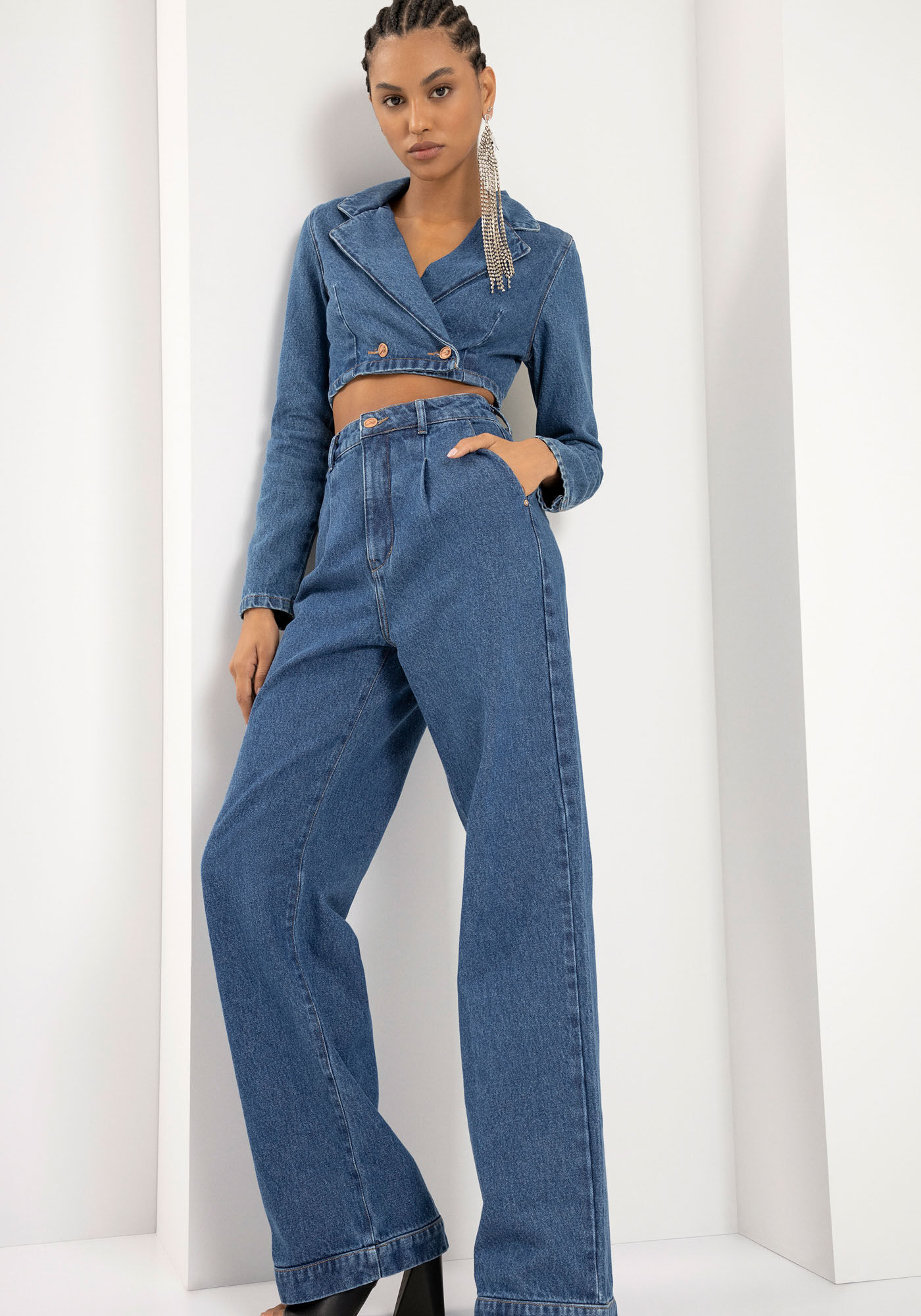 Cal&ccedil;a Jeans Reta Alfaiataria Super Alta, JEANS, large.