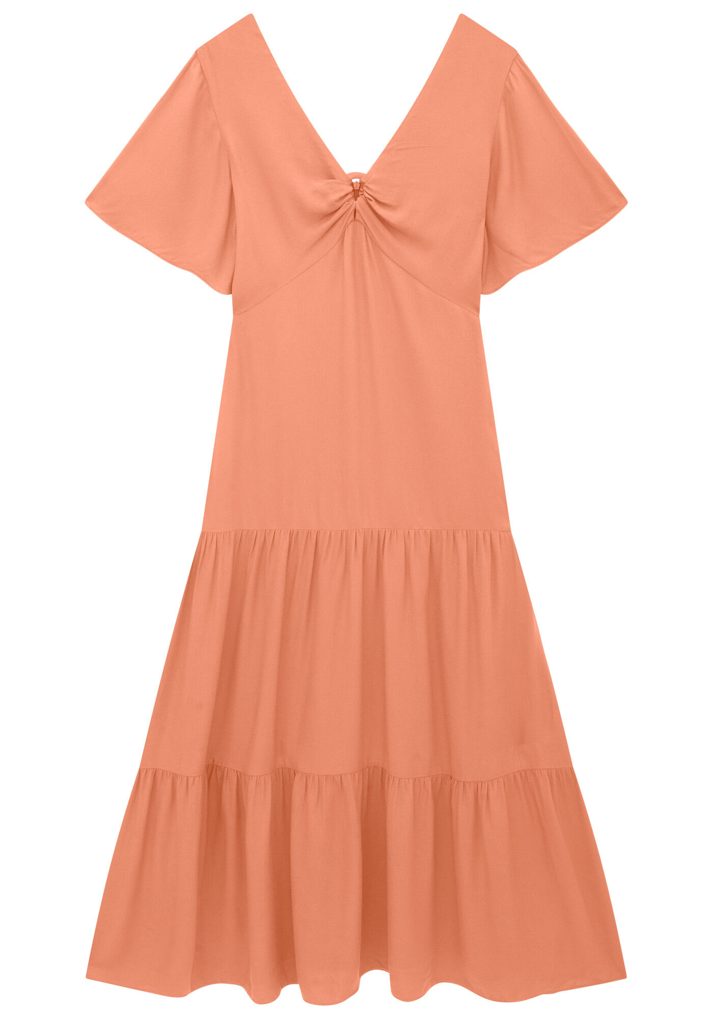 Vestido Midi Crepe com Detalhe Decote, , large.