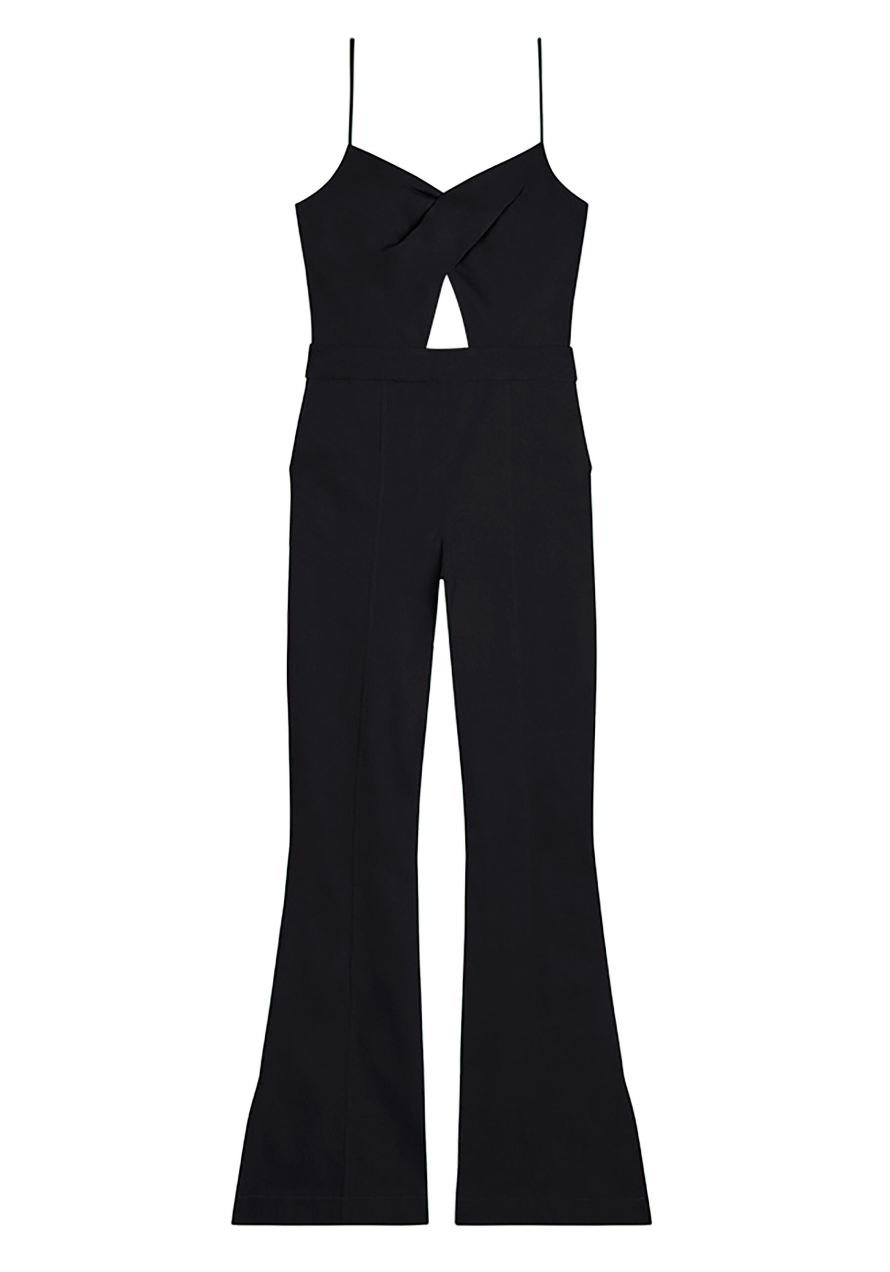 Macacão Longo Flare com Cut Out, PRETO REATIVO. Macacão Longo Flare com Cut Out, PRETO REATIVO, large.