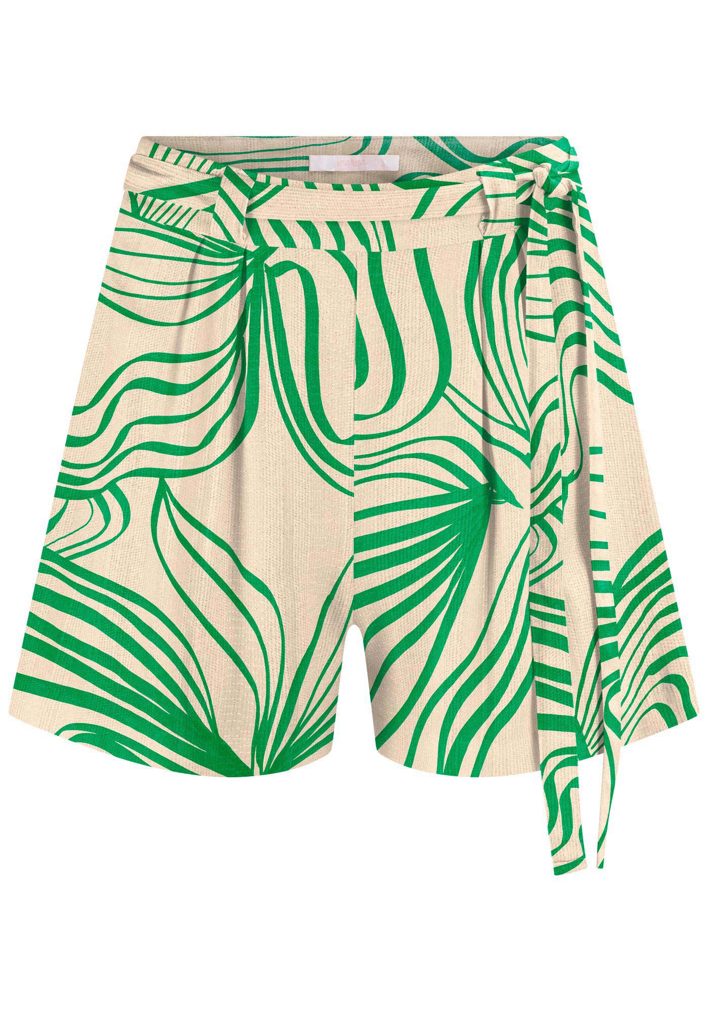 Shorts Cintura Alta em Viscose Estampado com Cinto, , large.