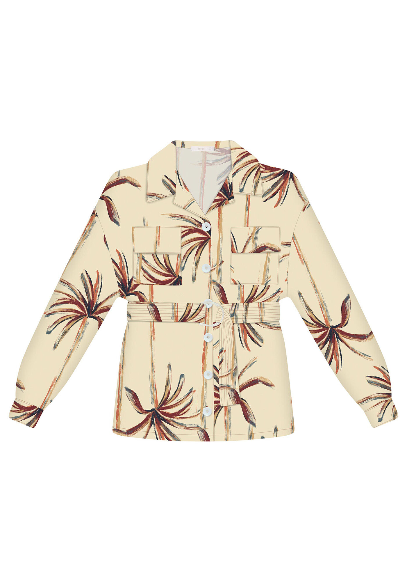 Camisa Manga Longa Linho Cinto, , large.