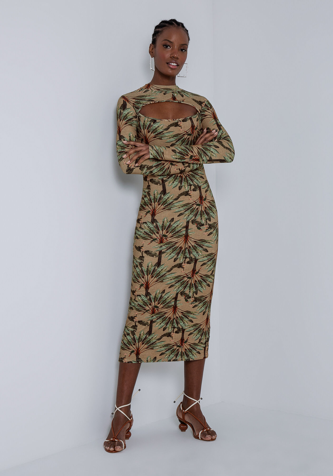 Vestido Midi em Malha com Recorte Busto, RECANTO, large.