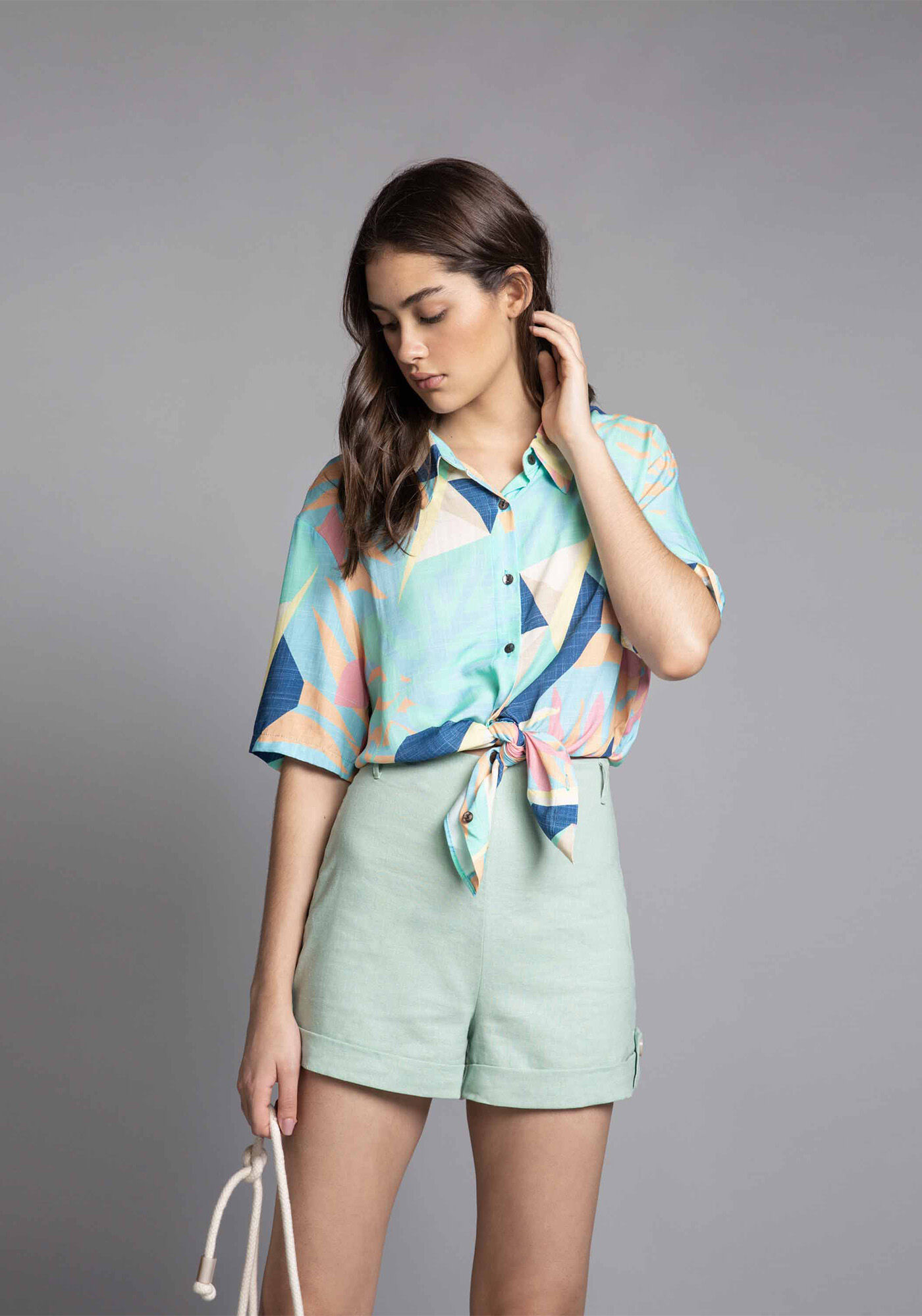 Camisa Manga Curta Estampa, , large.