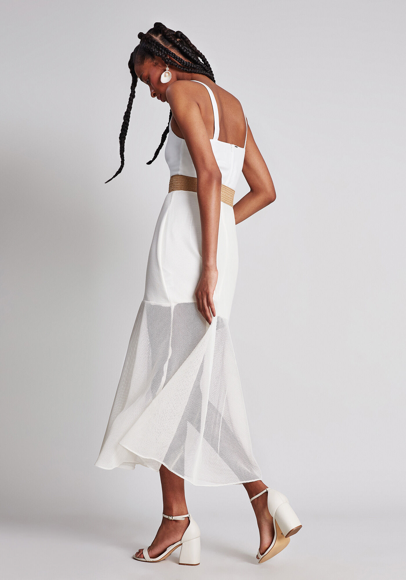 Vestido com Al&ccedil;as M&iacute;di Cinto N&oacute;, , large.