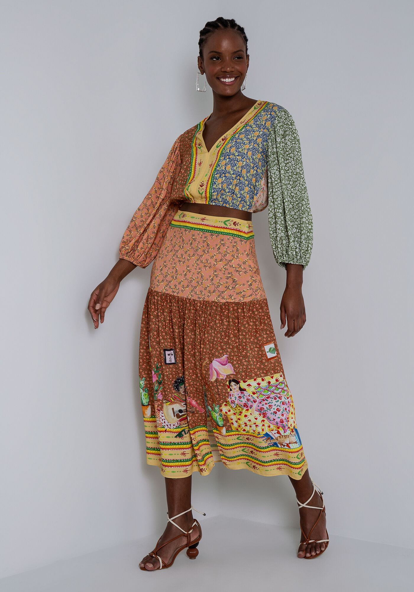 Blusa Cropped com Manga 3/4 Bufante, DOCE LAR, large.