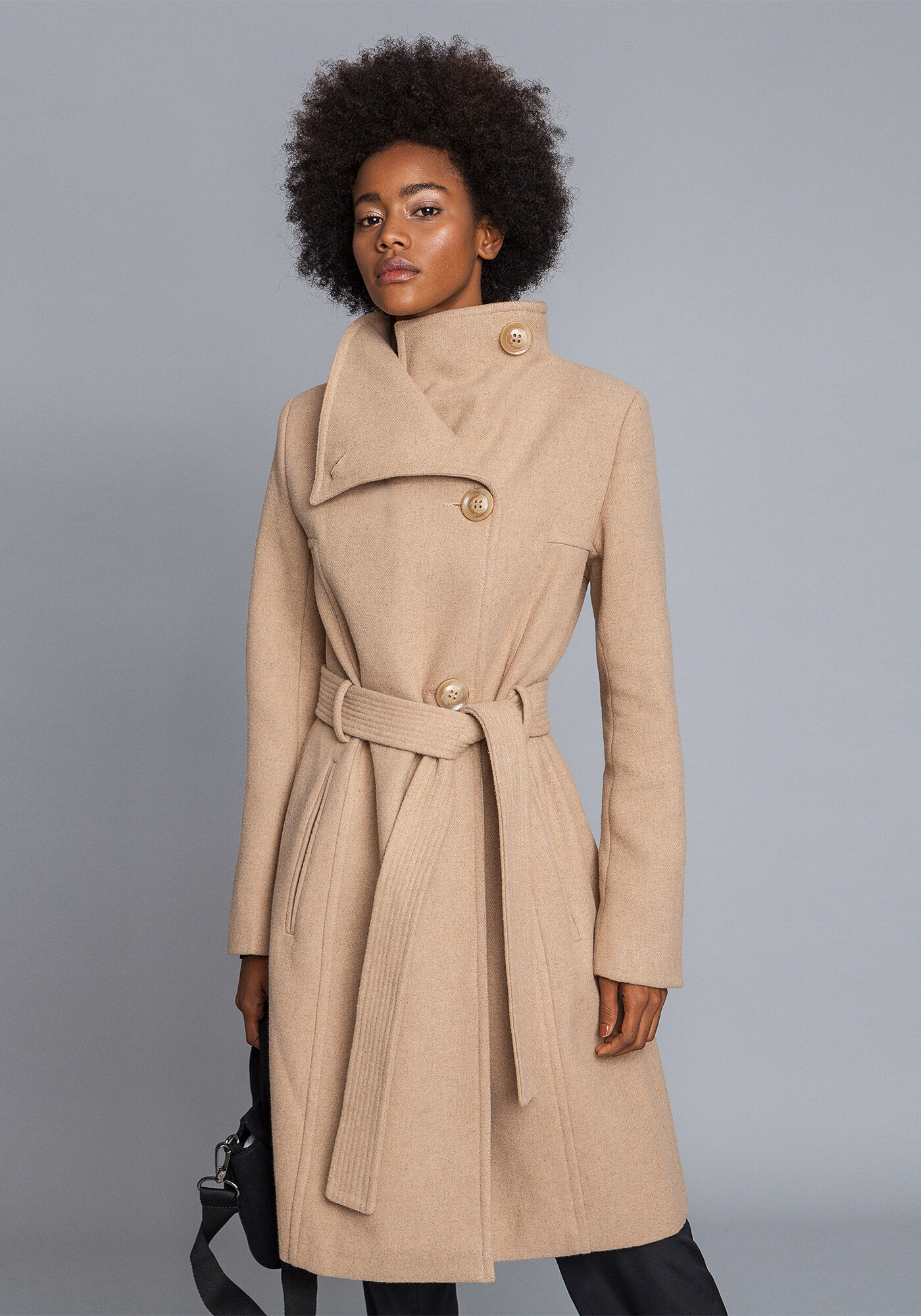 Sobretudo Gola Alta com Cinto, , large.