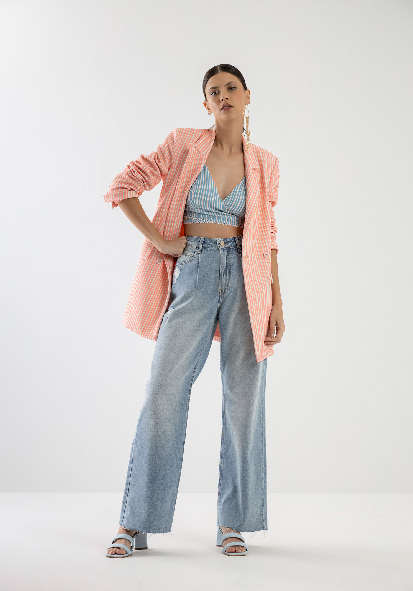 Blusa Cropped em Crepe Dupla Face, , large.