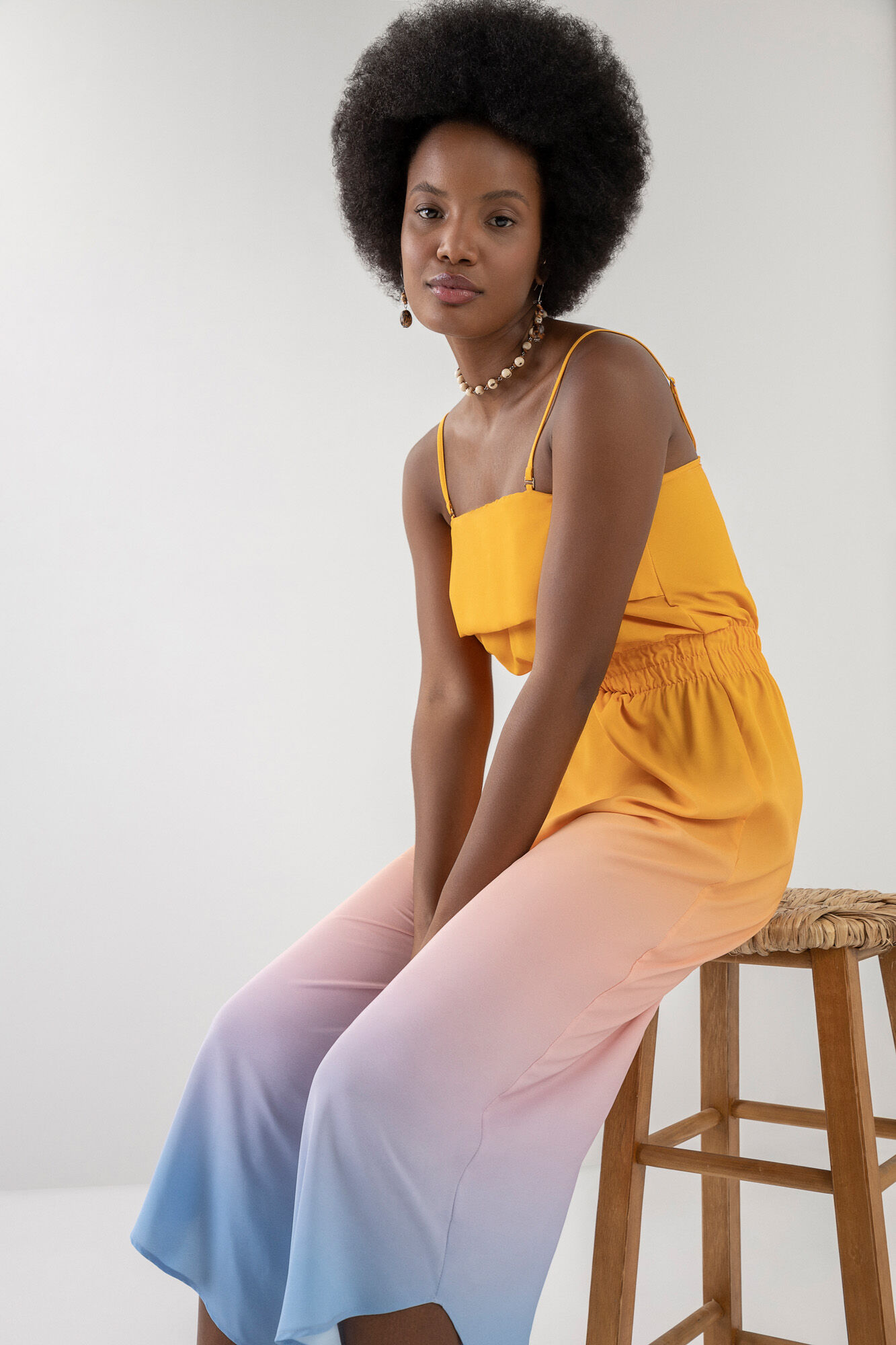 Macac&atilde;o Midi Estampado com El&aacute;stico Cintura, , large.