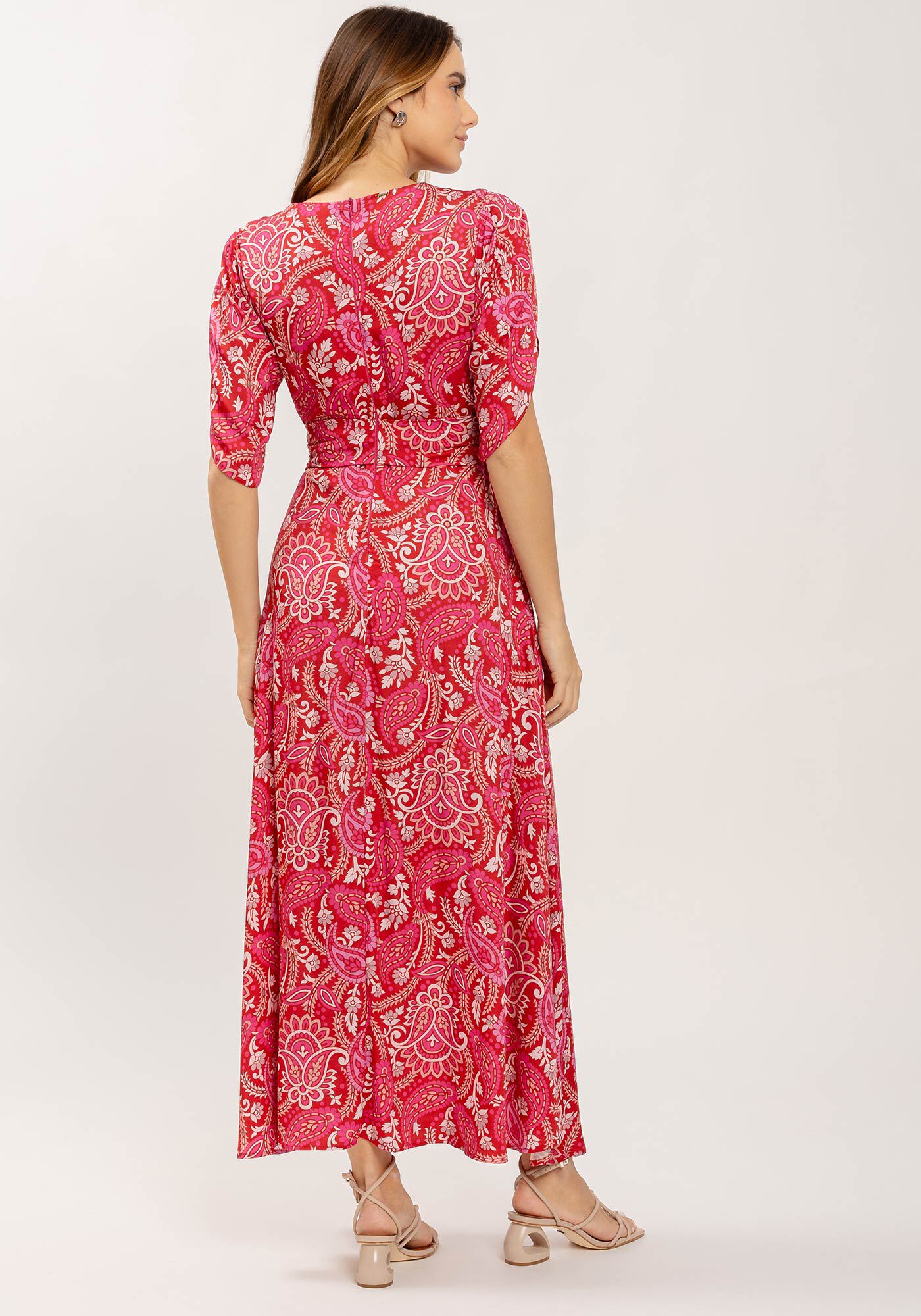 Vestido Midi Estampado com Cinto, , large.