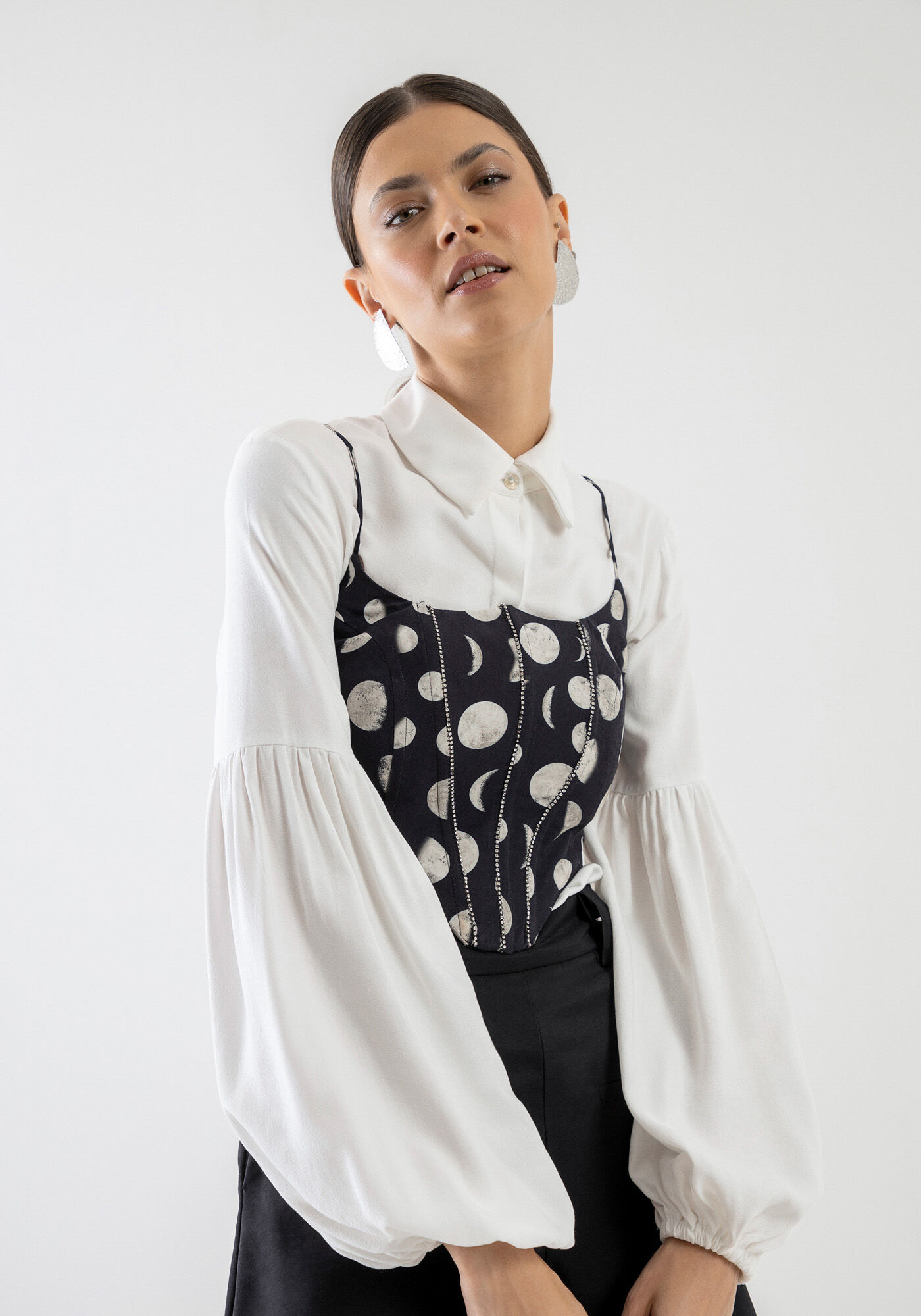 Blusa Corset Cropped Estampada, , large.