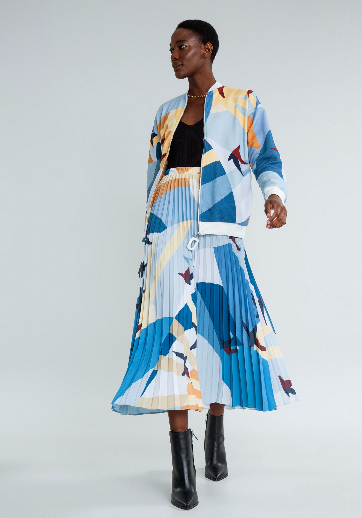 Saia M&iacute;di Plissada Estampa, MIGRACAO, large.