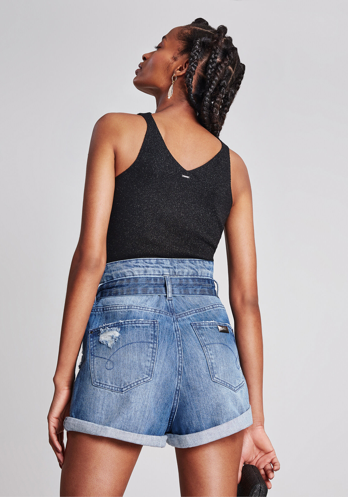 Shorts Cintura Alta Cinto, , large.