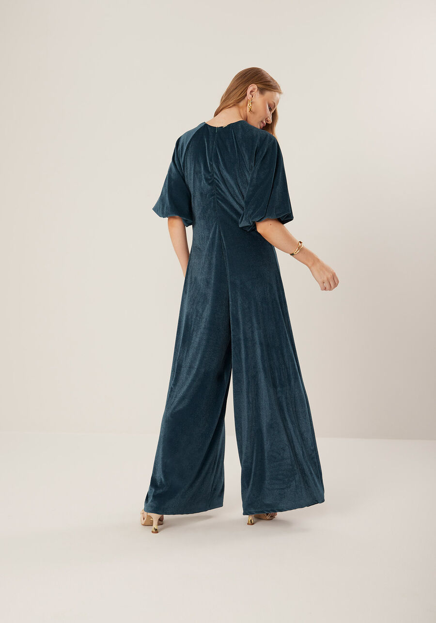 Macacão Longo Com Mangas Amplas Em Malha De Veludo, . Macacão Longo Com Mangas Amplas Em Malha De Veludo, , large.