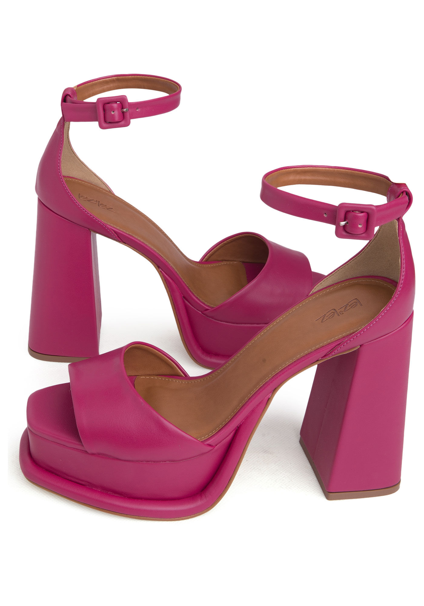 Sand&aacute;lia Meia Pata com Salto Flare, ROSA HIGH PINK, large.