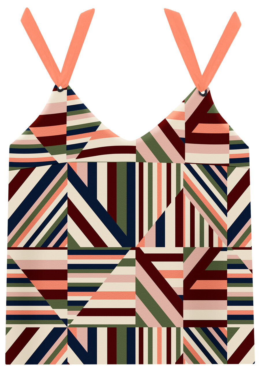 Blusa com Alças em Viscose Estampada, PIPA. Blusa com Alças em Viscose Estampada, PIPA, large.