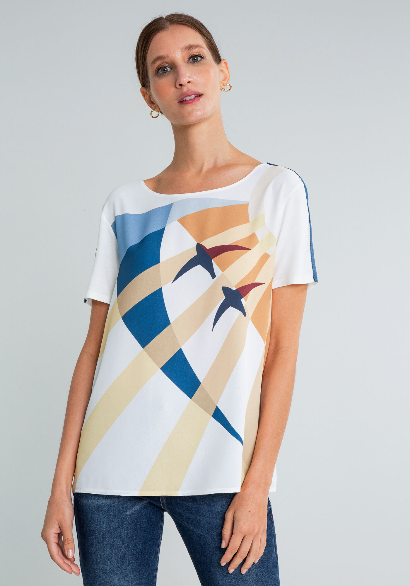 Blusa Detalhe Mangas Estampa, MIGRACAO, large.