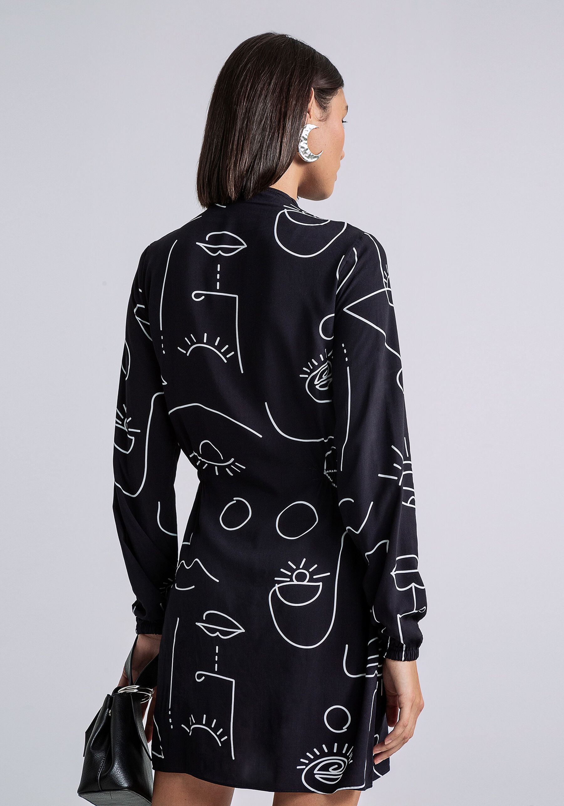 Vestido Curto Manga Longa Zíper, . Vestido Curto Manga Longa Zíper, , large.