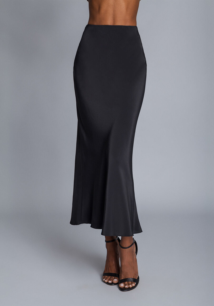 Saia Mídi Cintura Alta, PRETO. Saia Mídi Cintura Alta, PRETO, large.