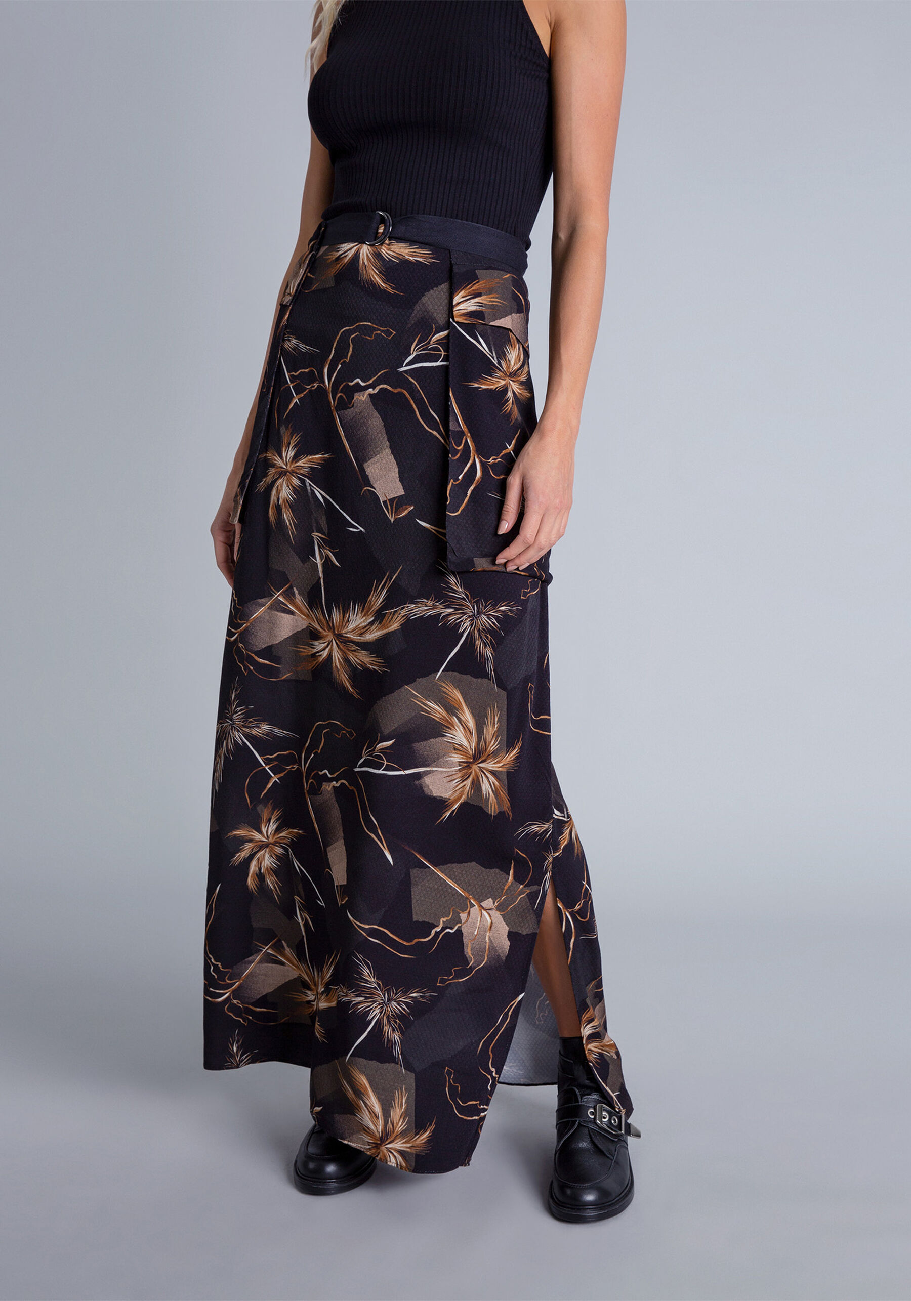 Saia Longa com Cinto, . Saia Longa com Cinto, , large.